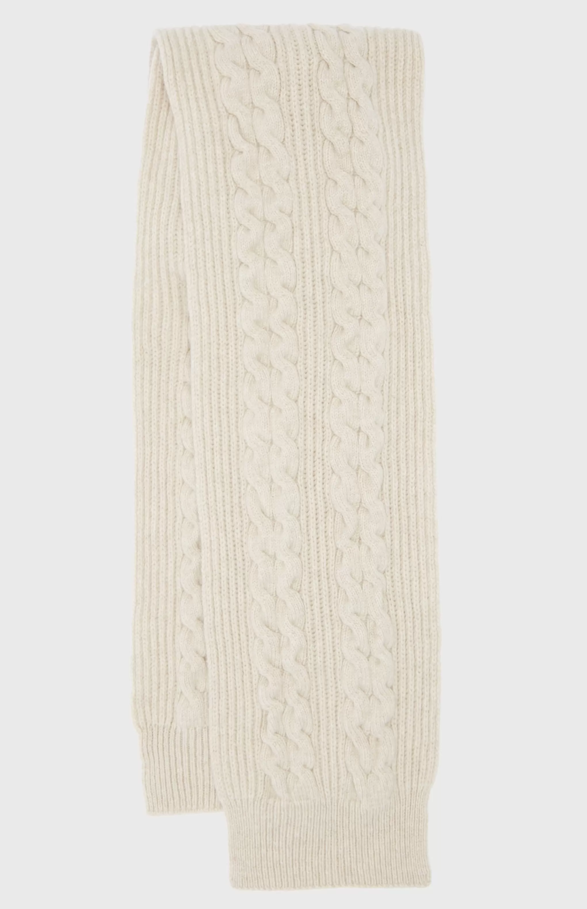 Shop All Over Rib And Cable Detail Scarf In Light Oatmeal Men/Women Lambswool