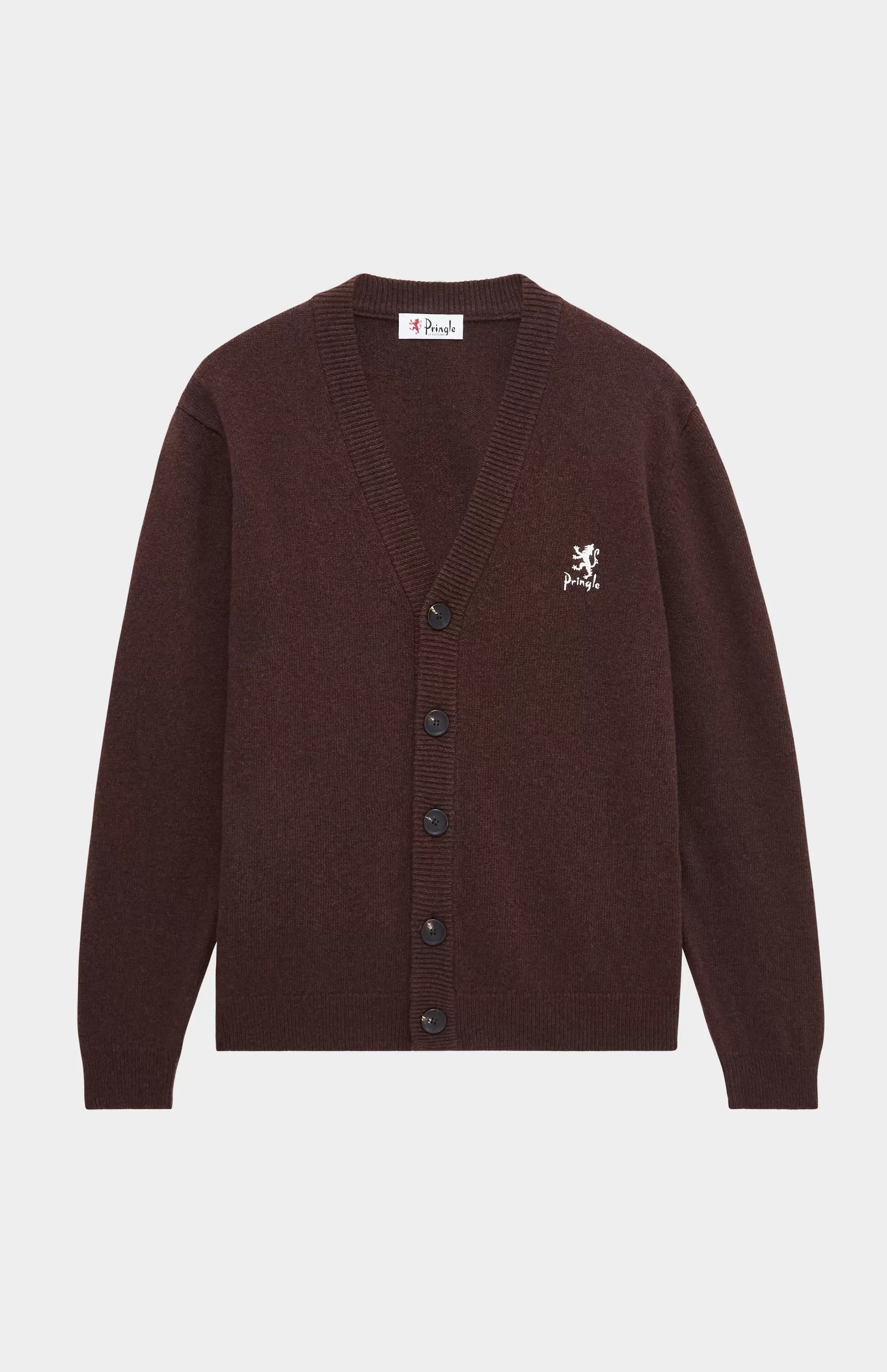 Outlet Archive Lambswool Cardigan In Dark Brown Men Cardigans
