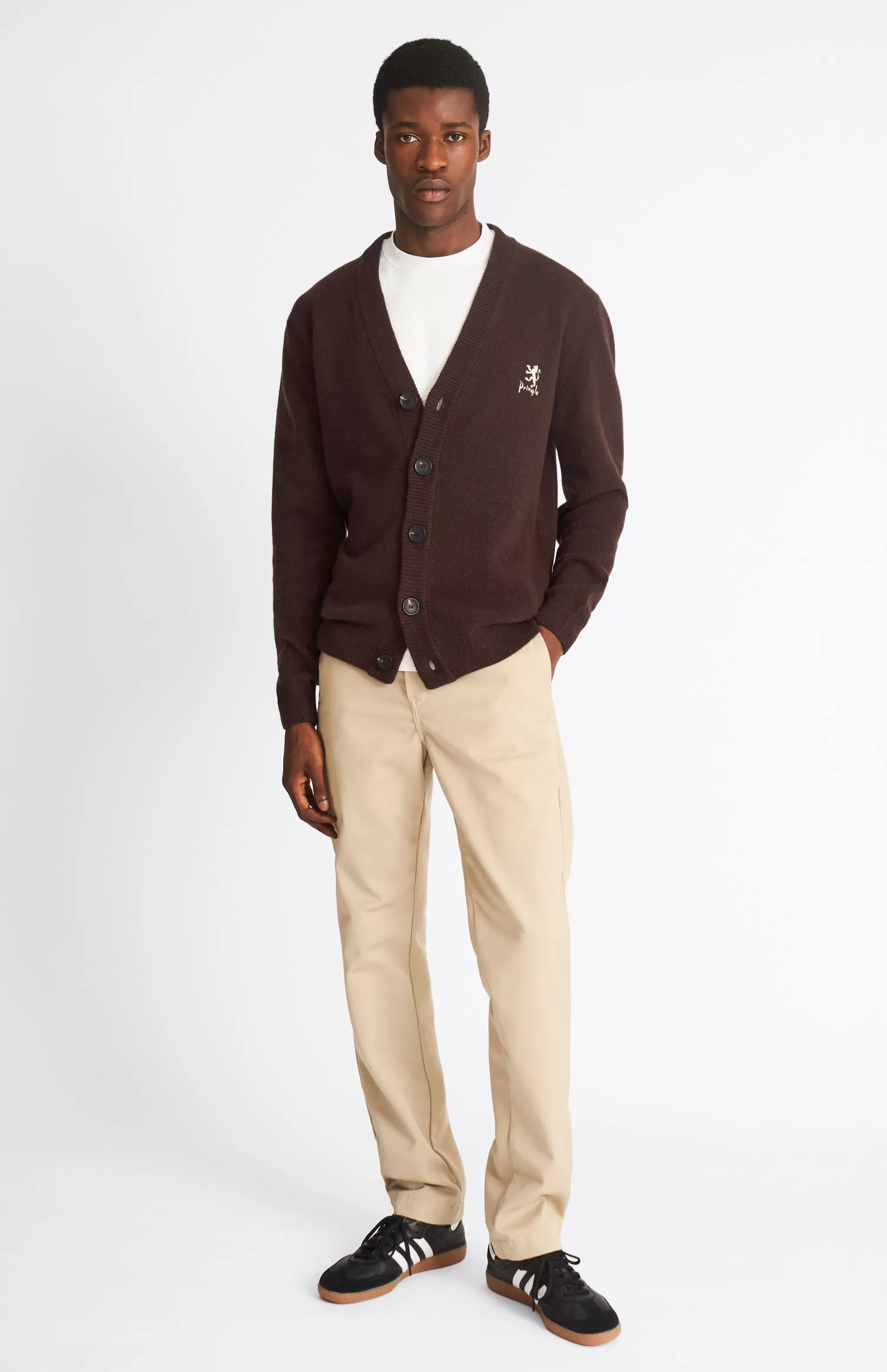 Outlet Archive Lambswool Cardigan In Dark Brown Men Cardigans