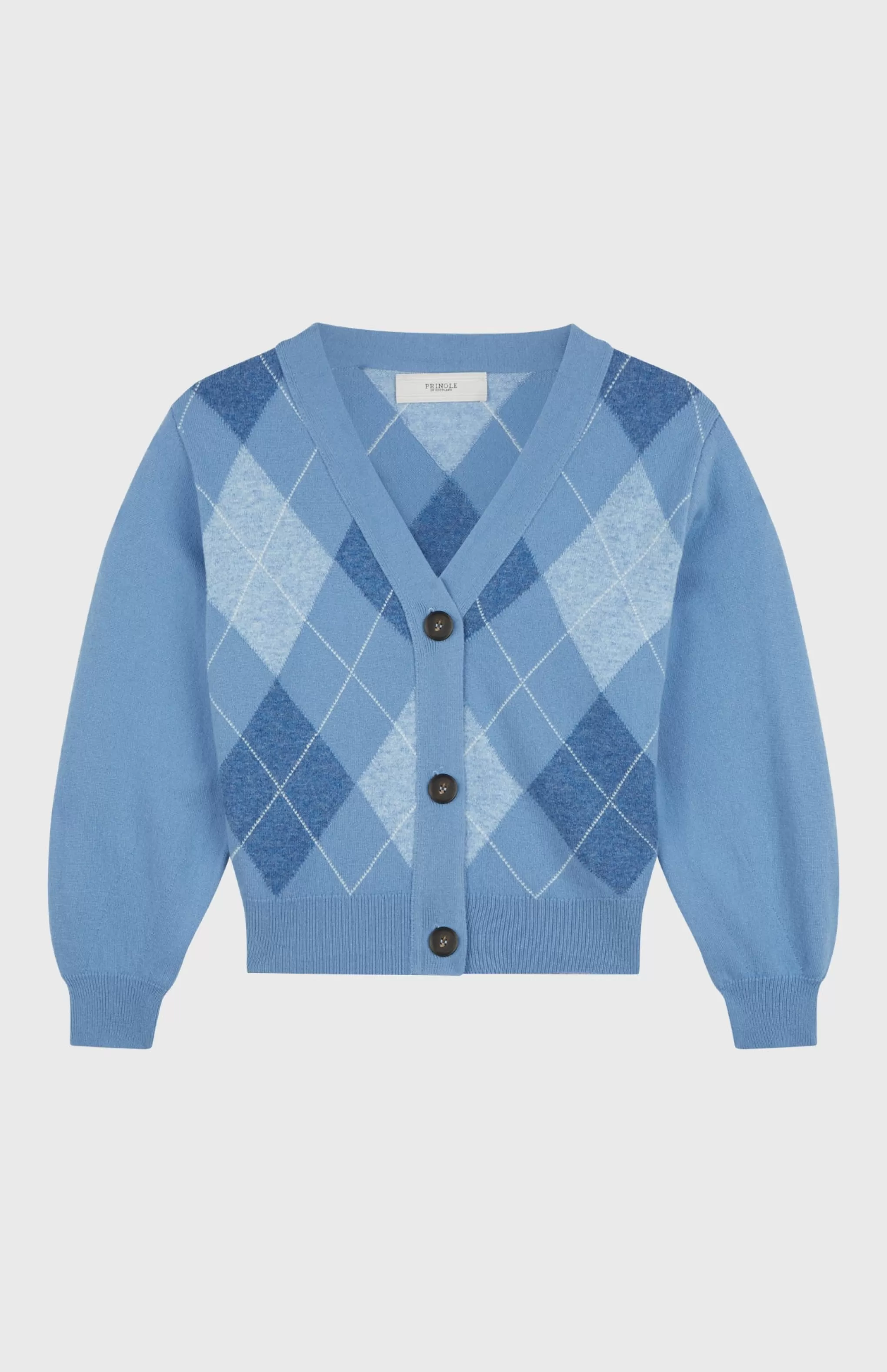 Online Argyle 3 Button Wool Cashmere Blend Cardigan In Bluestone And Sky Men/Women Argyle
