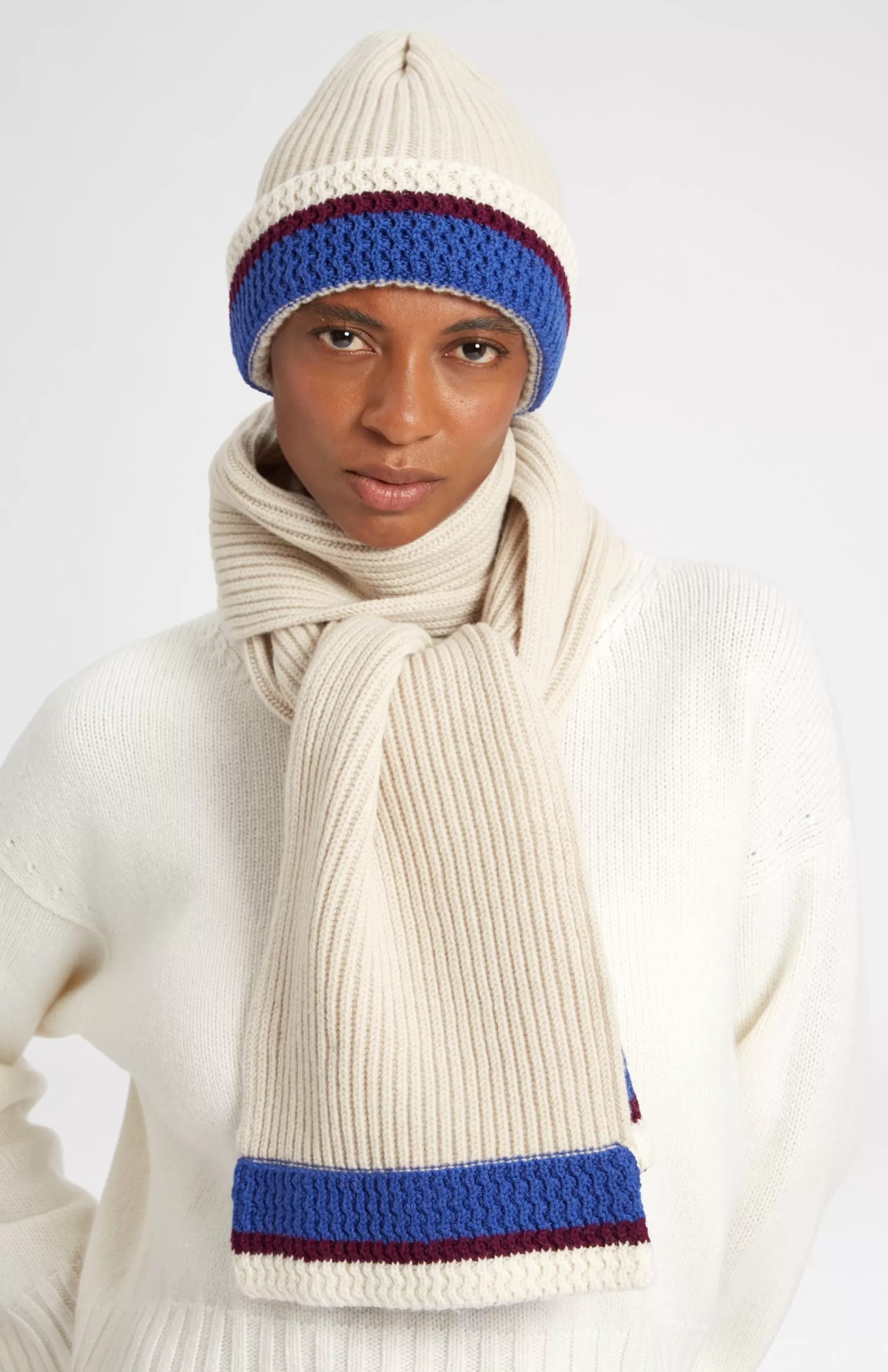 Clearance Beanie With Allover Chunky Cardigan Rib In Almond Men/Women Gifts For Women