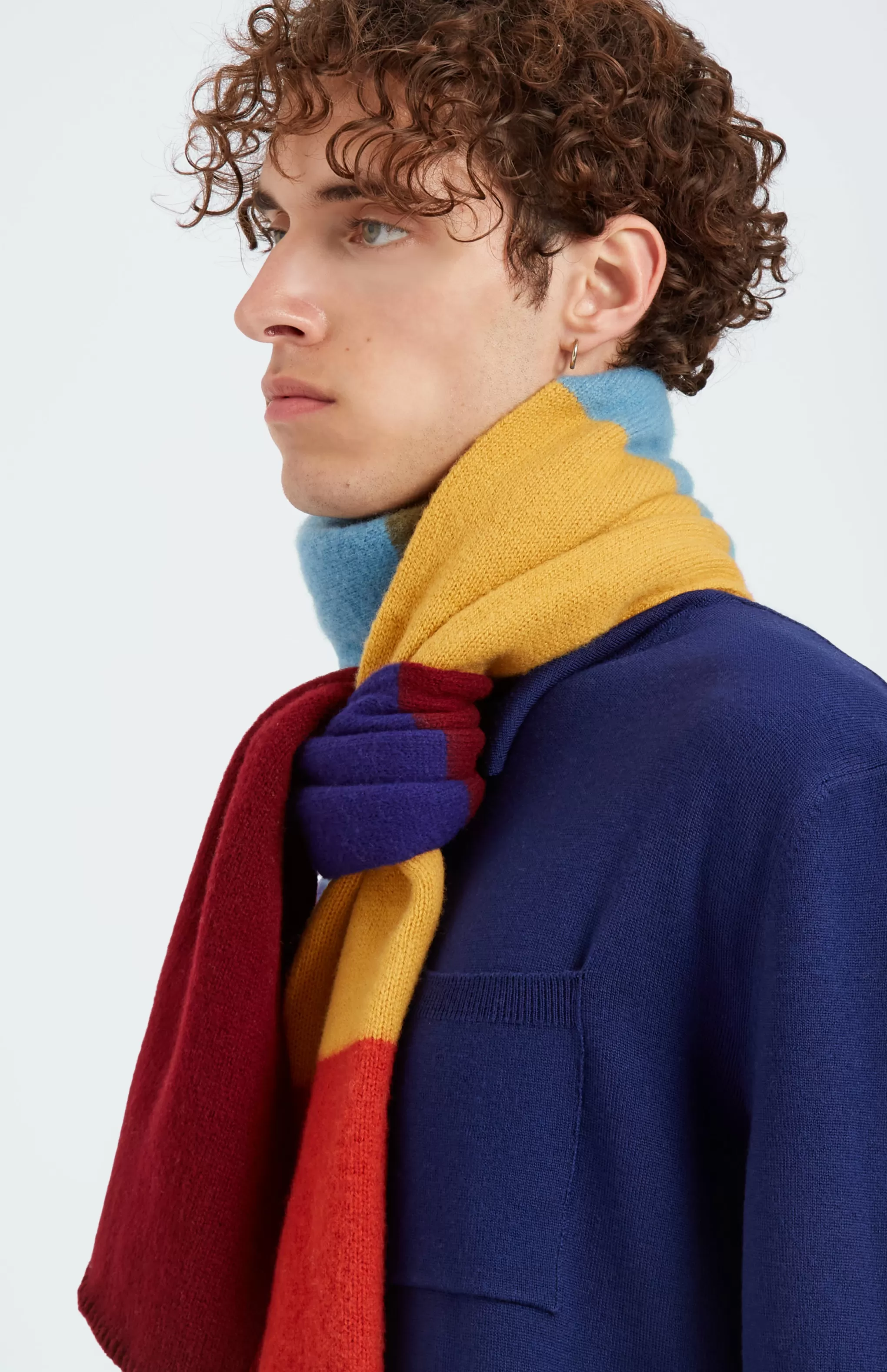 Best Sale Brushed Multi-colour Lambswool Scarf In Block Stripes Men/Women Gifts For Women