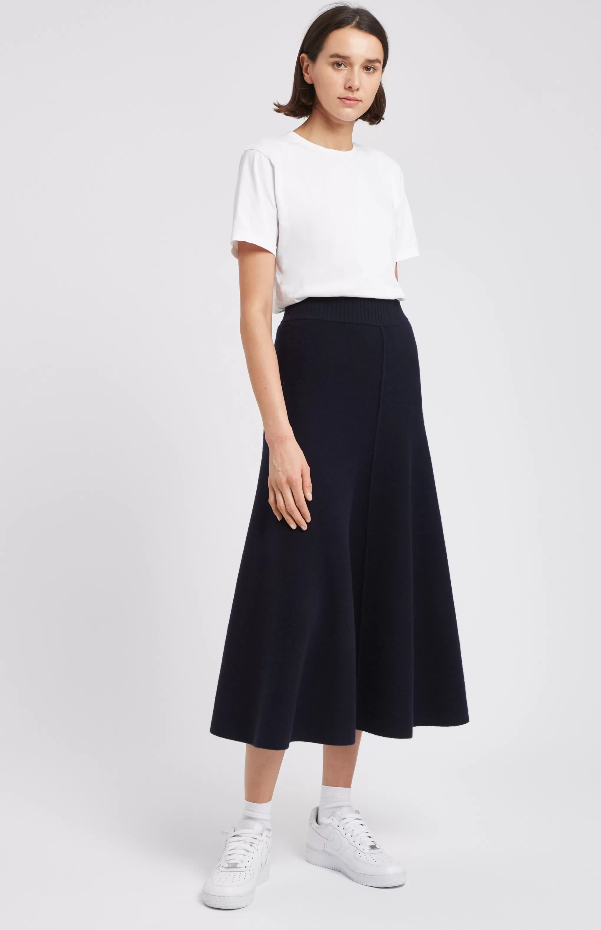Flash Sale Cashmere Blend Midi Skirt In Indigo Men/Women Skirts