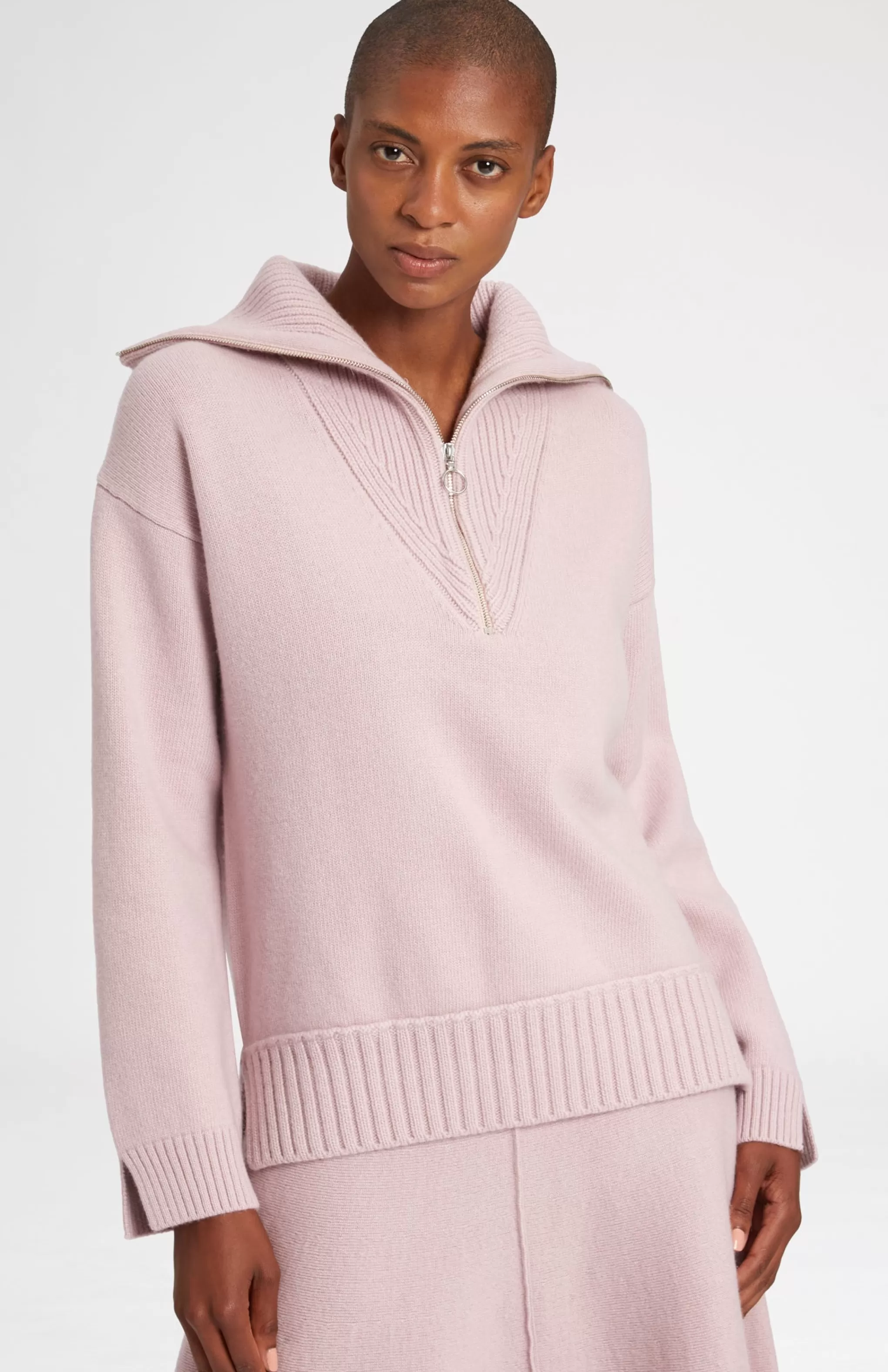 Cheap Cashmere Blend Zip Jumper In Powder Pink Men/Women Loungewear