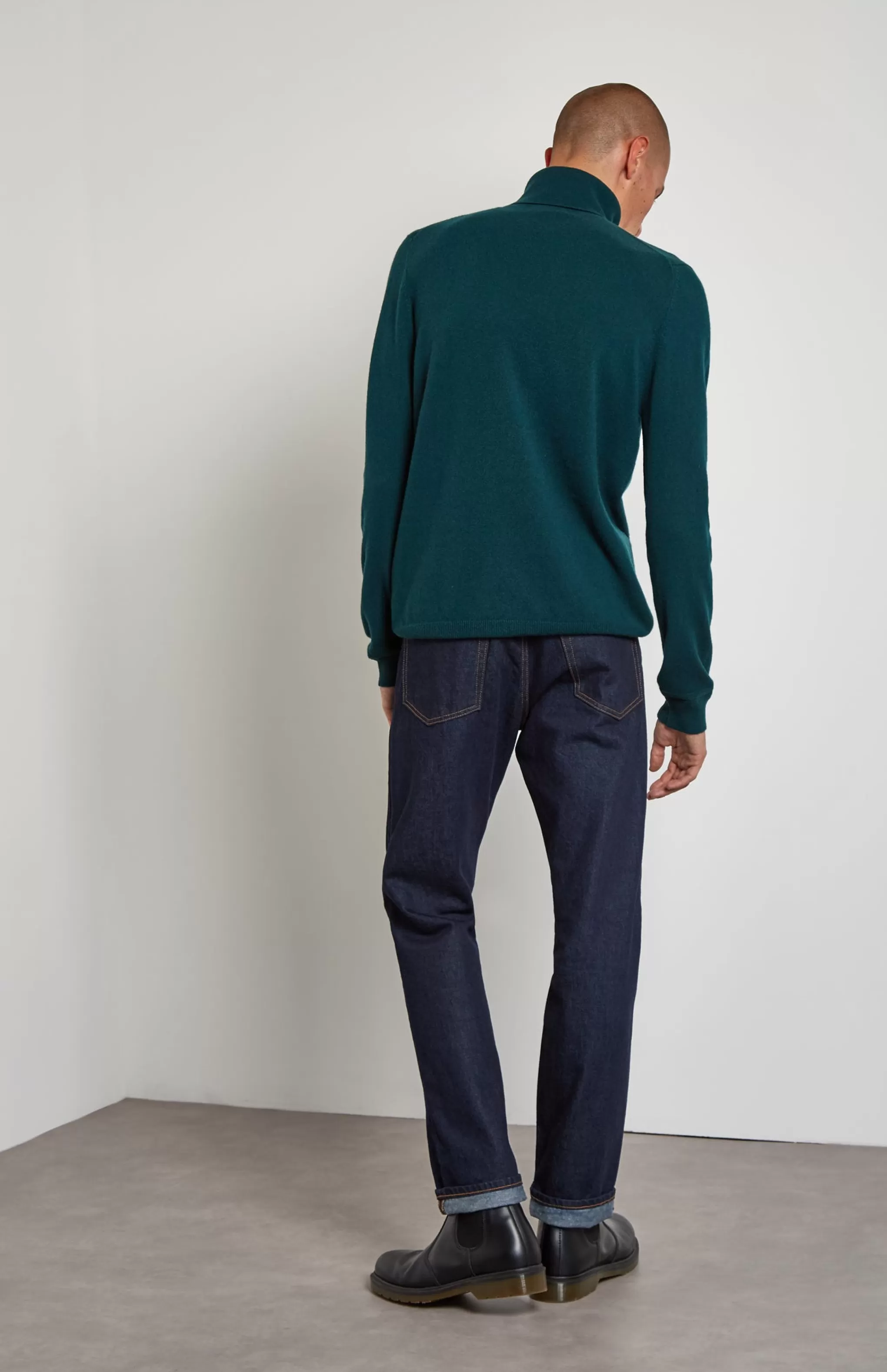 Cheap Cashmere Roll Neck Jumper In Green Men Medium Weight Knits