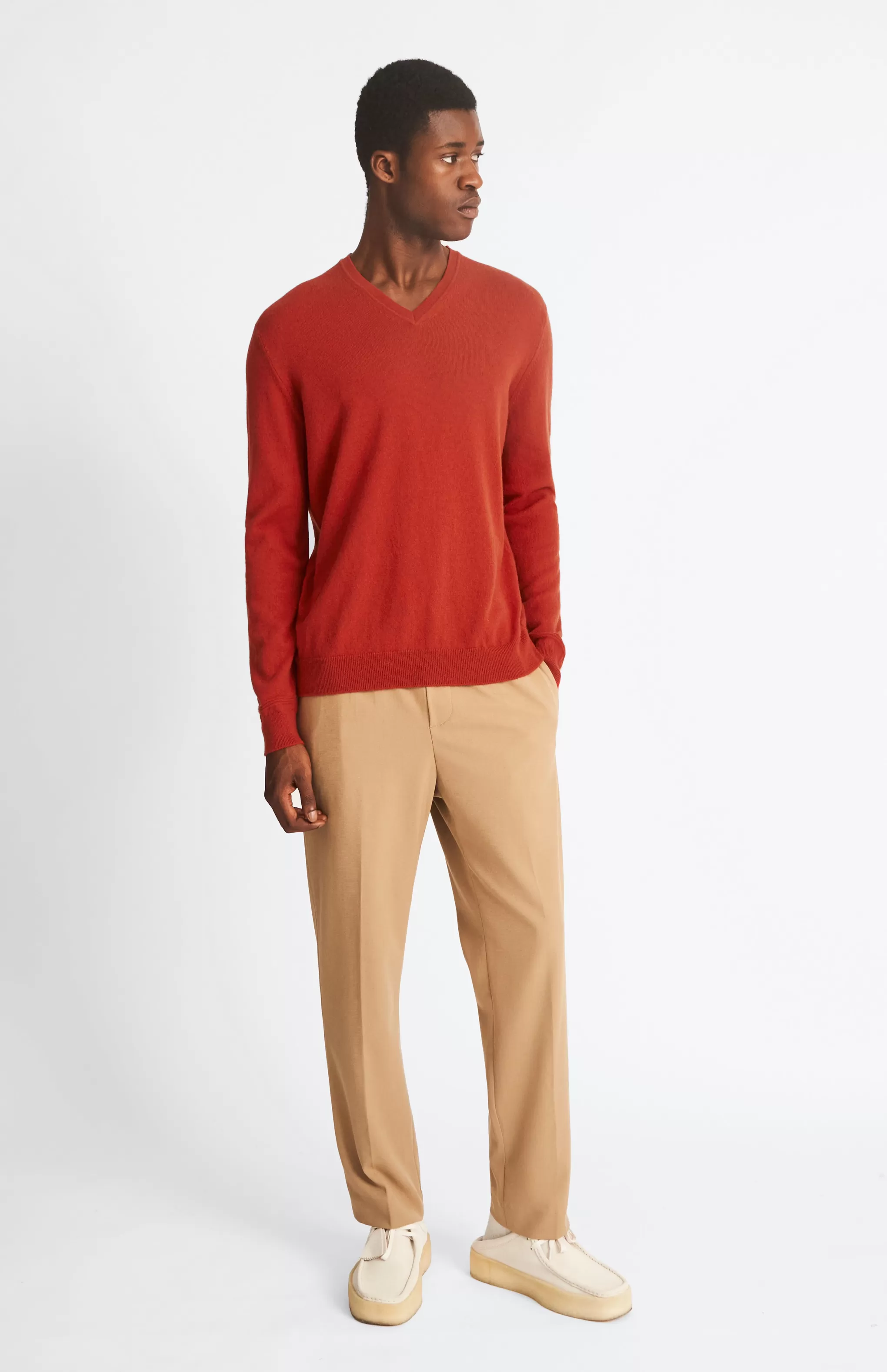 Online Classic V Neck Cashmere Jumper In Rust Red Men Gifts for Men