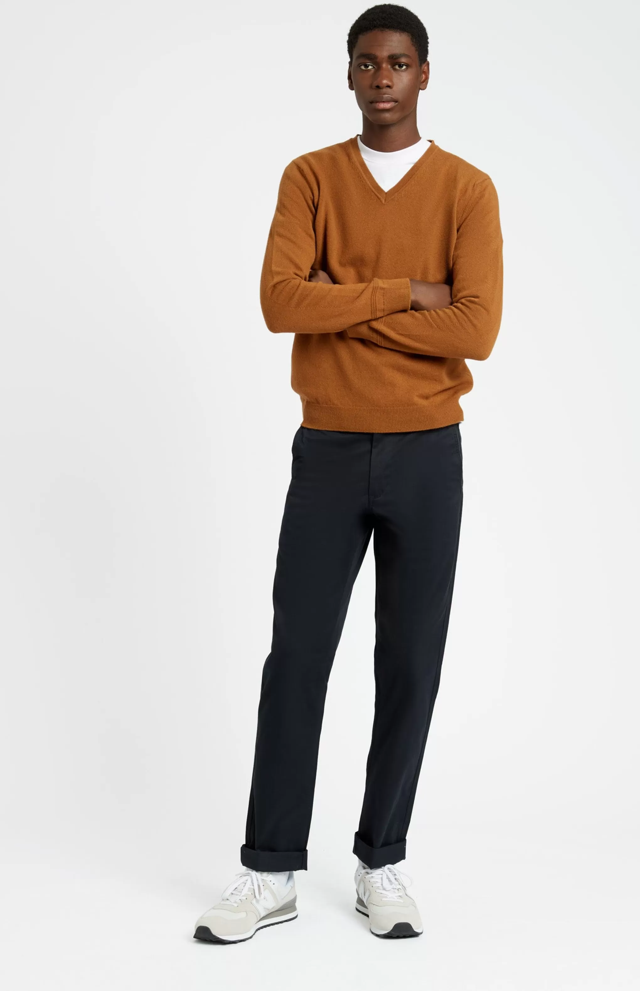 Outlet Classic V Neck Cashmere Jumper In Vicuna Men Classic Cashmere