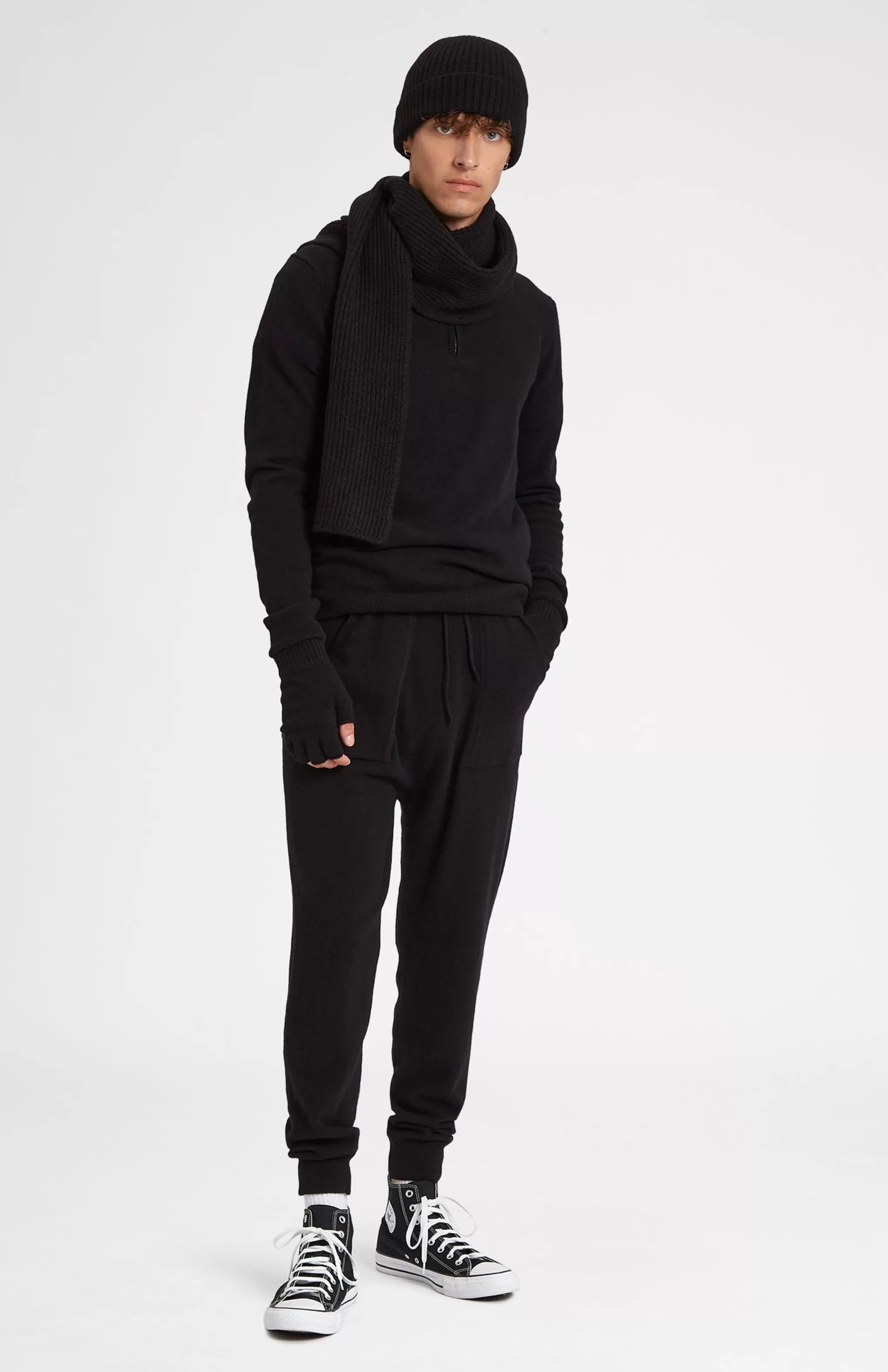 Store Cosy Cashmere Scarf In A Waffle Stitch In Black Men/Women Gifts For Women
