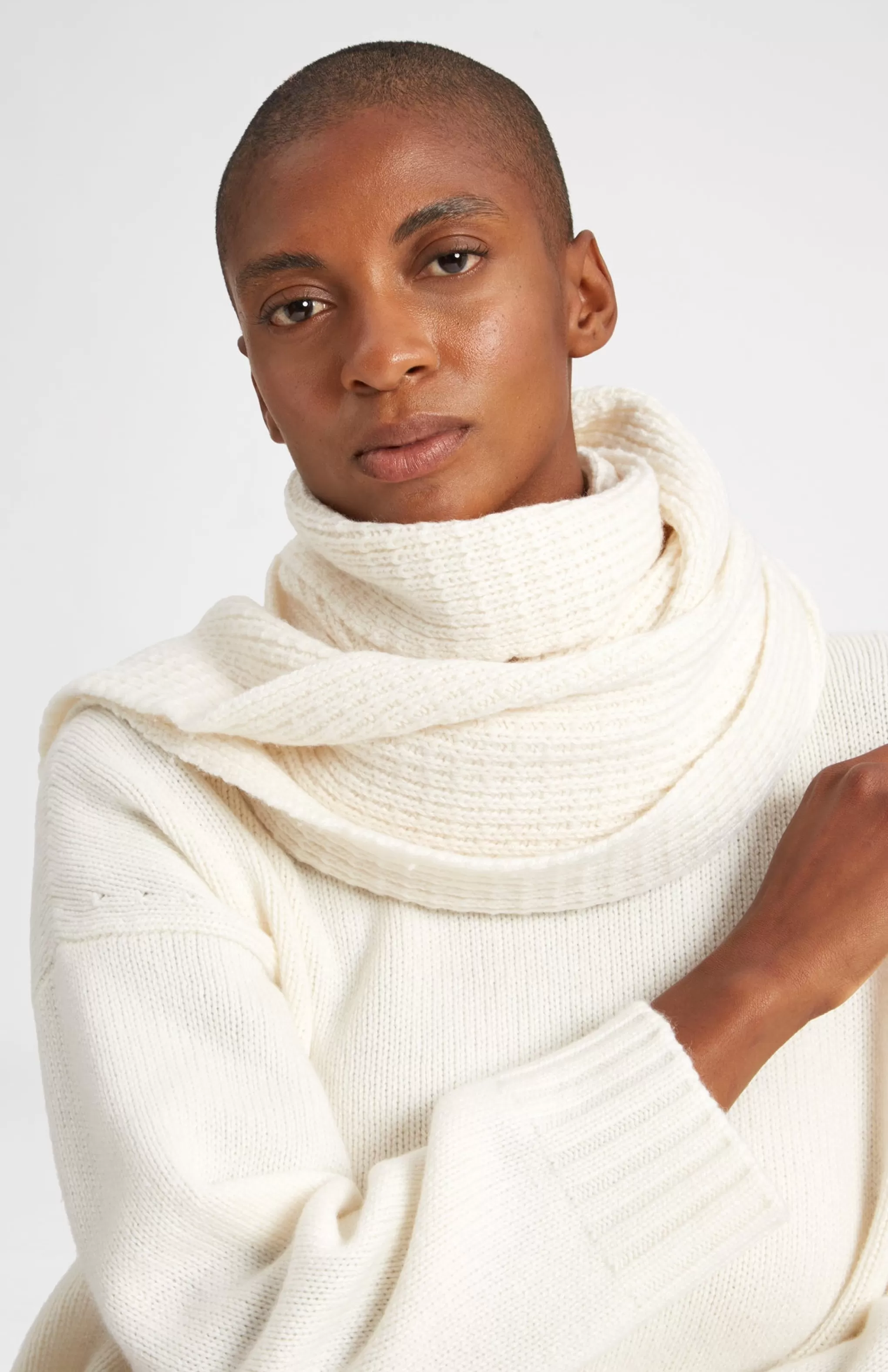 Sale Cosy Cashmere Scarf In A Waffle Stitch In Vanilla Cream Men/Women Gifts For Women