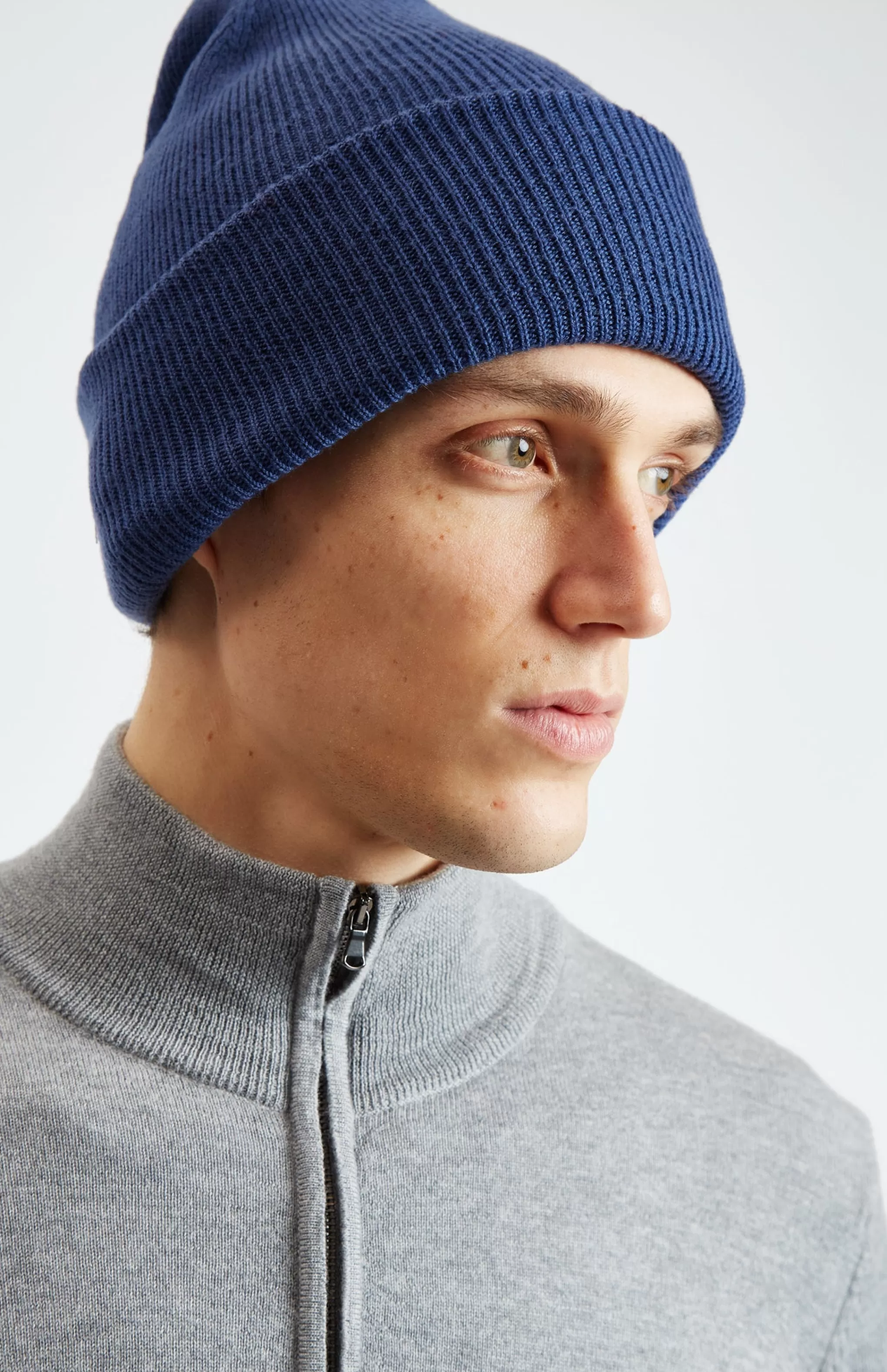 Sale Double Layer Ribbed Merino Beanie In Blue Men/Women Gifts For Women