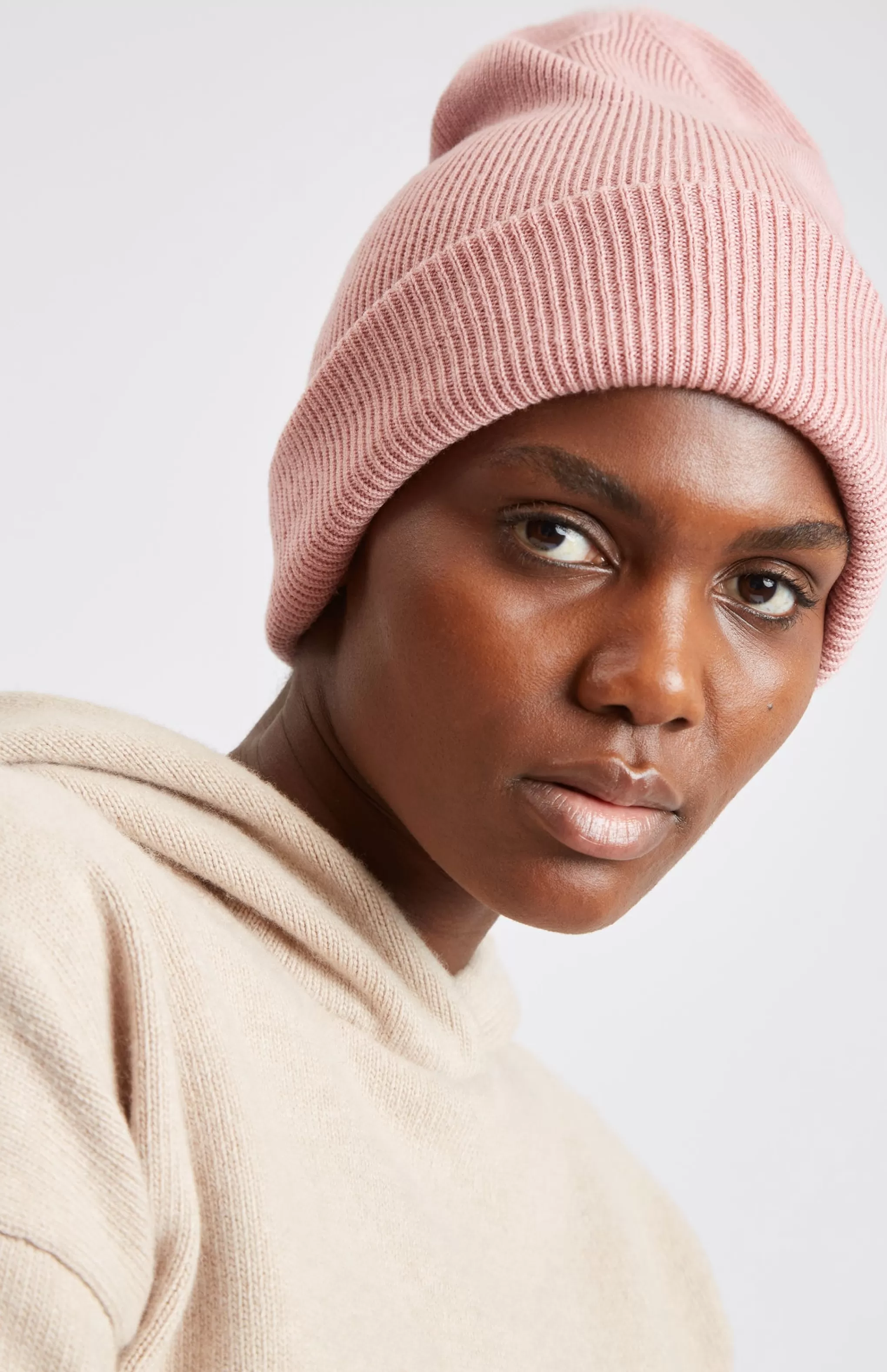 Store Double Layer Ribbed Merino Beanie In Fondant Pink Men/Women Gifts For Women