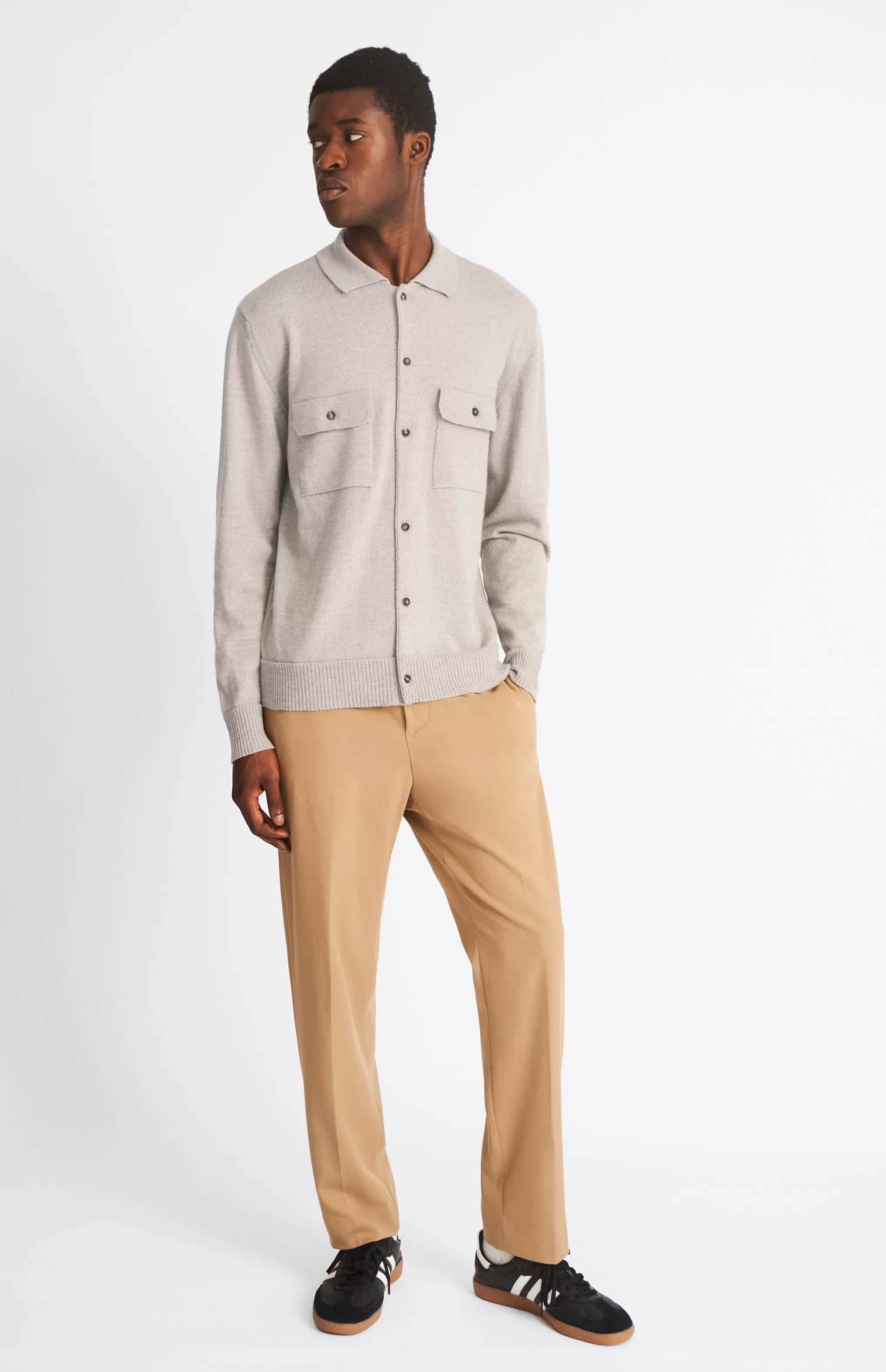 Outlet Fine Merino Knitted Overshirt In Dark Natural Men Gifts for Men