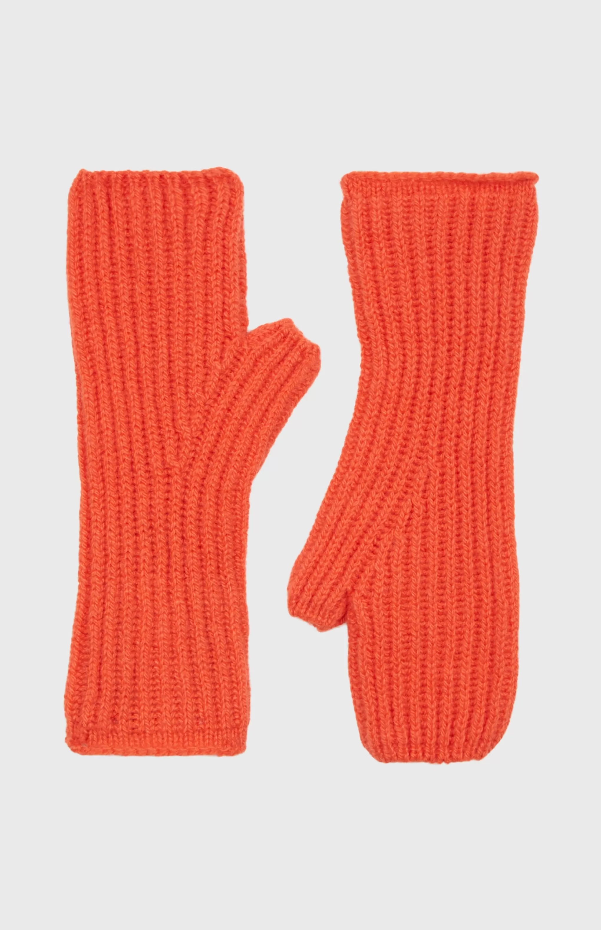 Fashion Fisherman's Rib Knit Cashmere Wrist Warmers In Coral Men/Women Gifts For Women