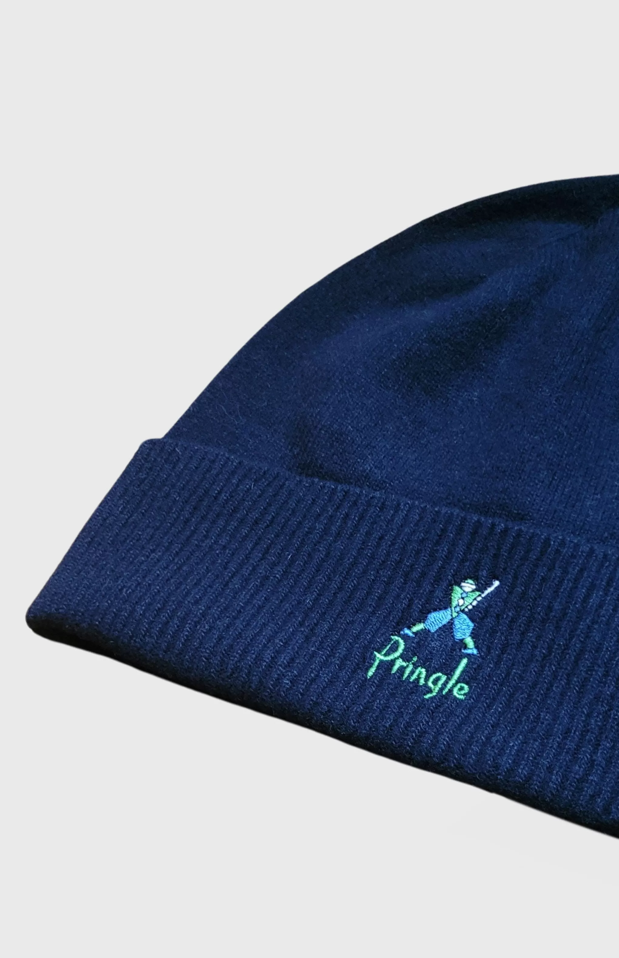 Shop Geometric George Embroidered Lambswool Beanie In Navy Men/Women Hats