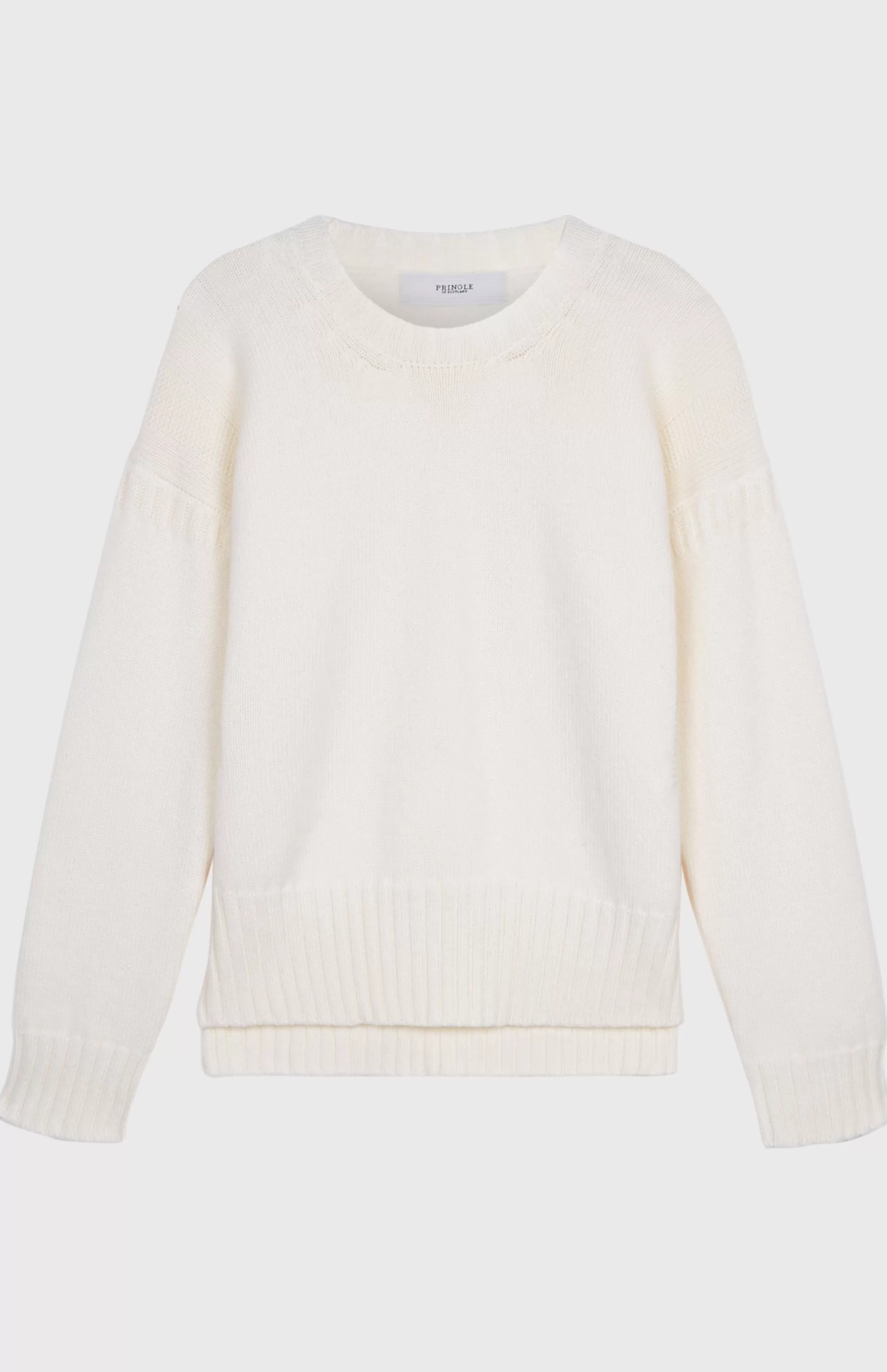 Sale Guernsey Stitch Cashmere Jumper In Cream Men/Women Round Neck Knits