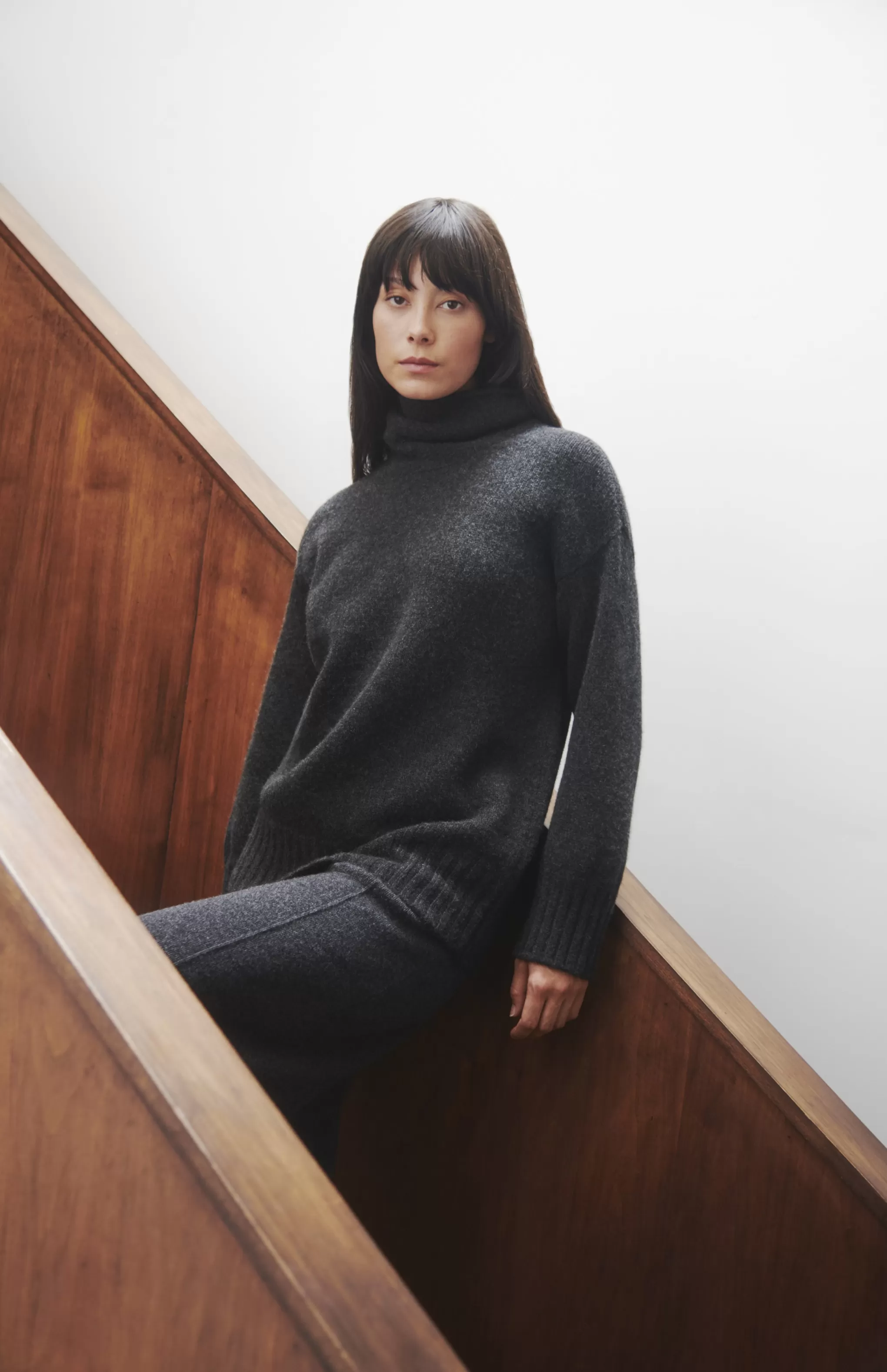 New High Neck Cosy Cashmere Jumper In Charcoal Men/Women High Neck Knits