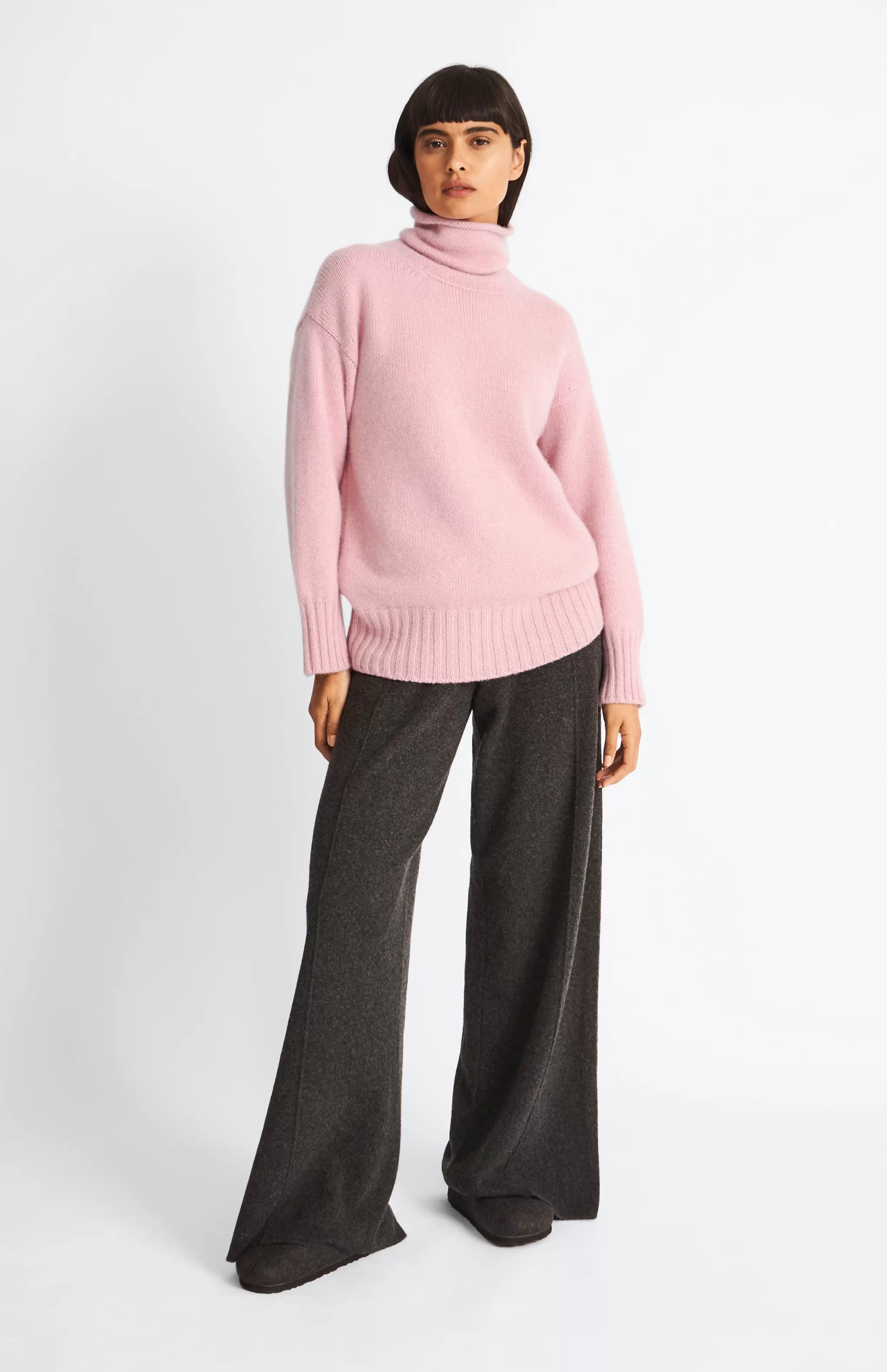 Cheap High Neck Cosy Cashmere Jumper In Dusty Pink Men/Women Medium Weight Knits