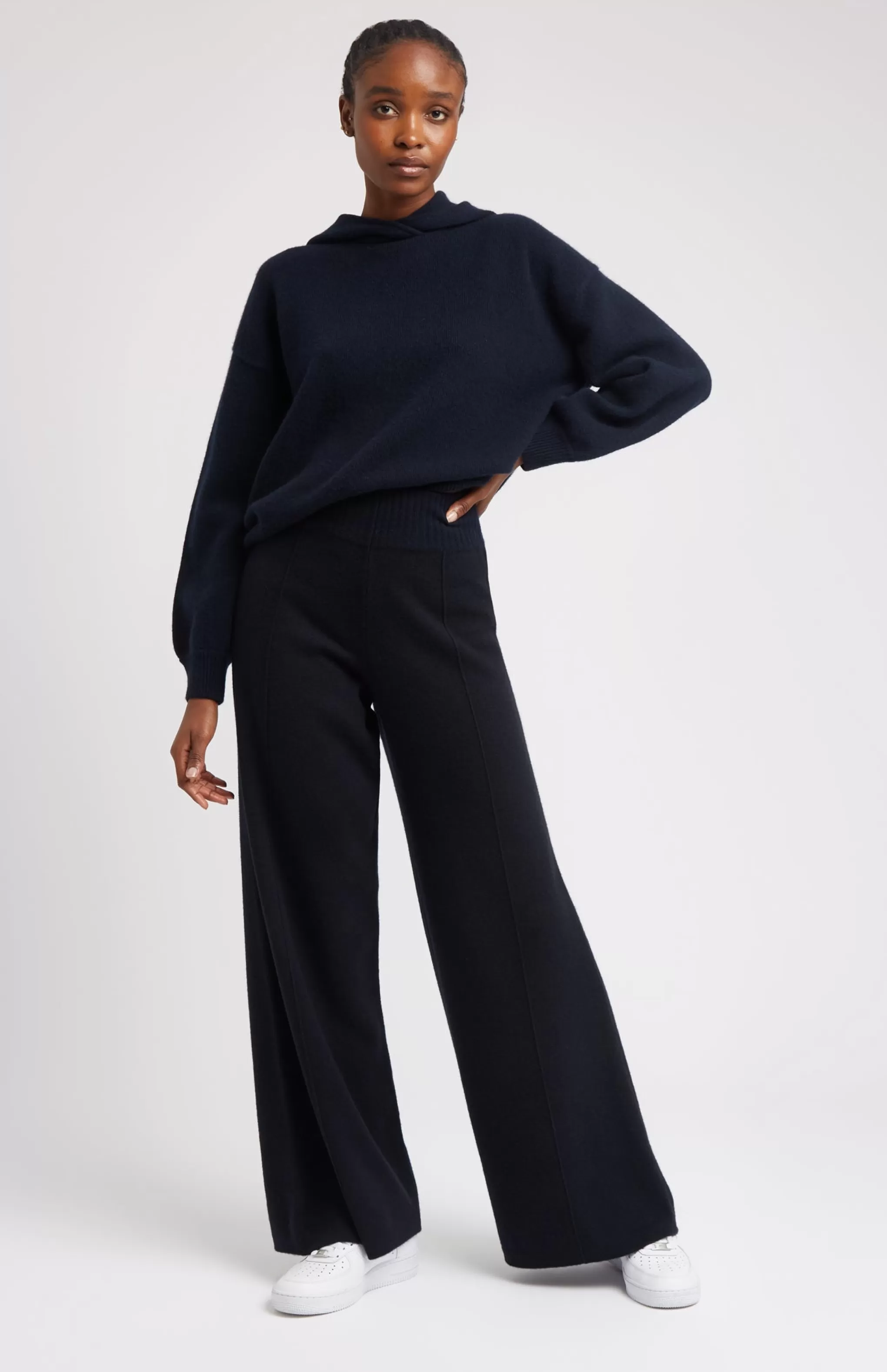 Outlet Knitted Wide Leg Cashmere Blend Trousers In Indigo Men/Women Loungewear