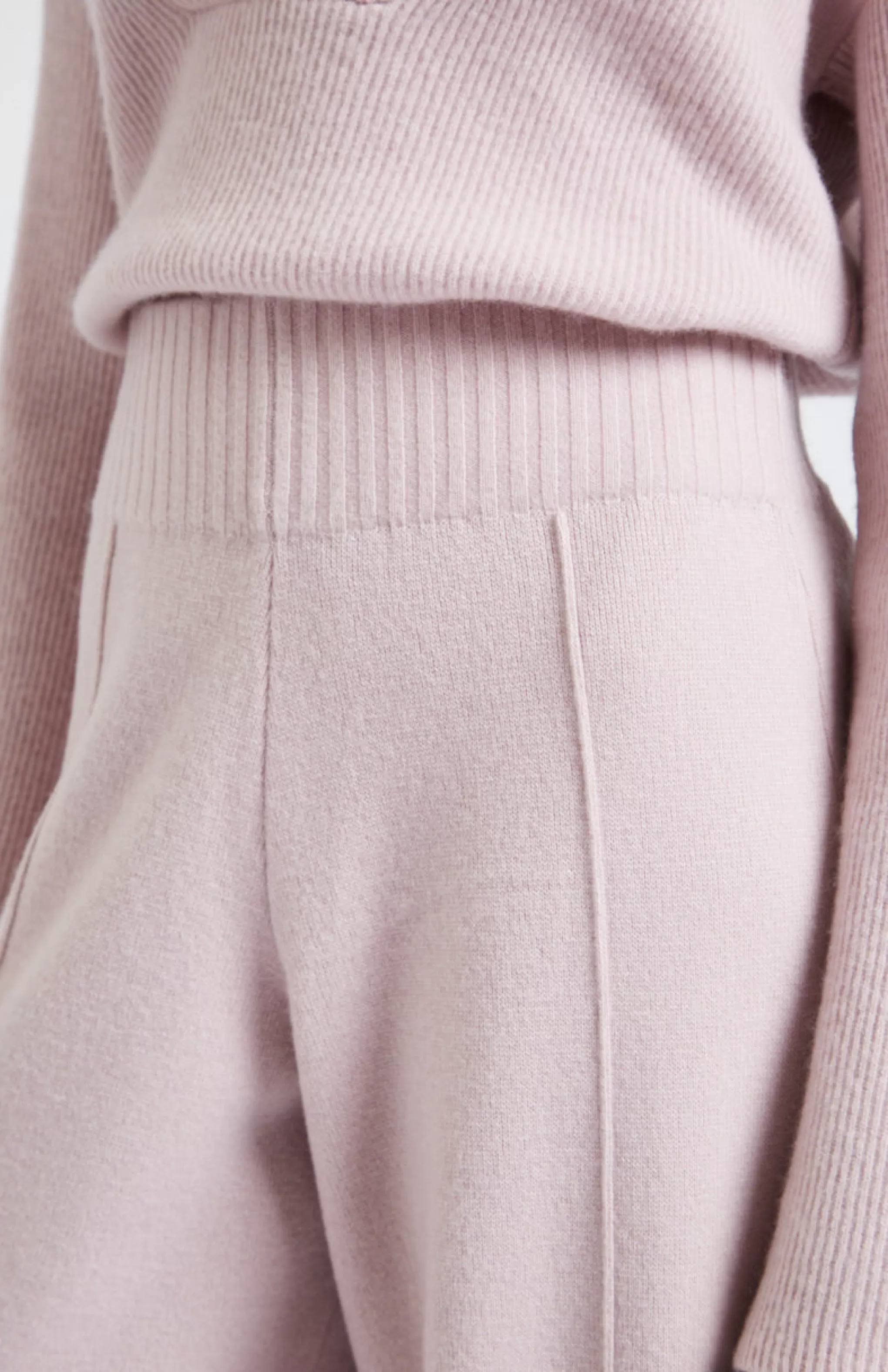 Store Knitted Wide Leg Cashmere Blend Trousers In Powder Pink Men/Women Loungewear