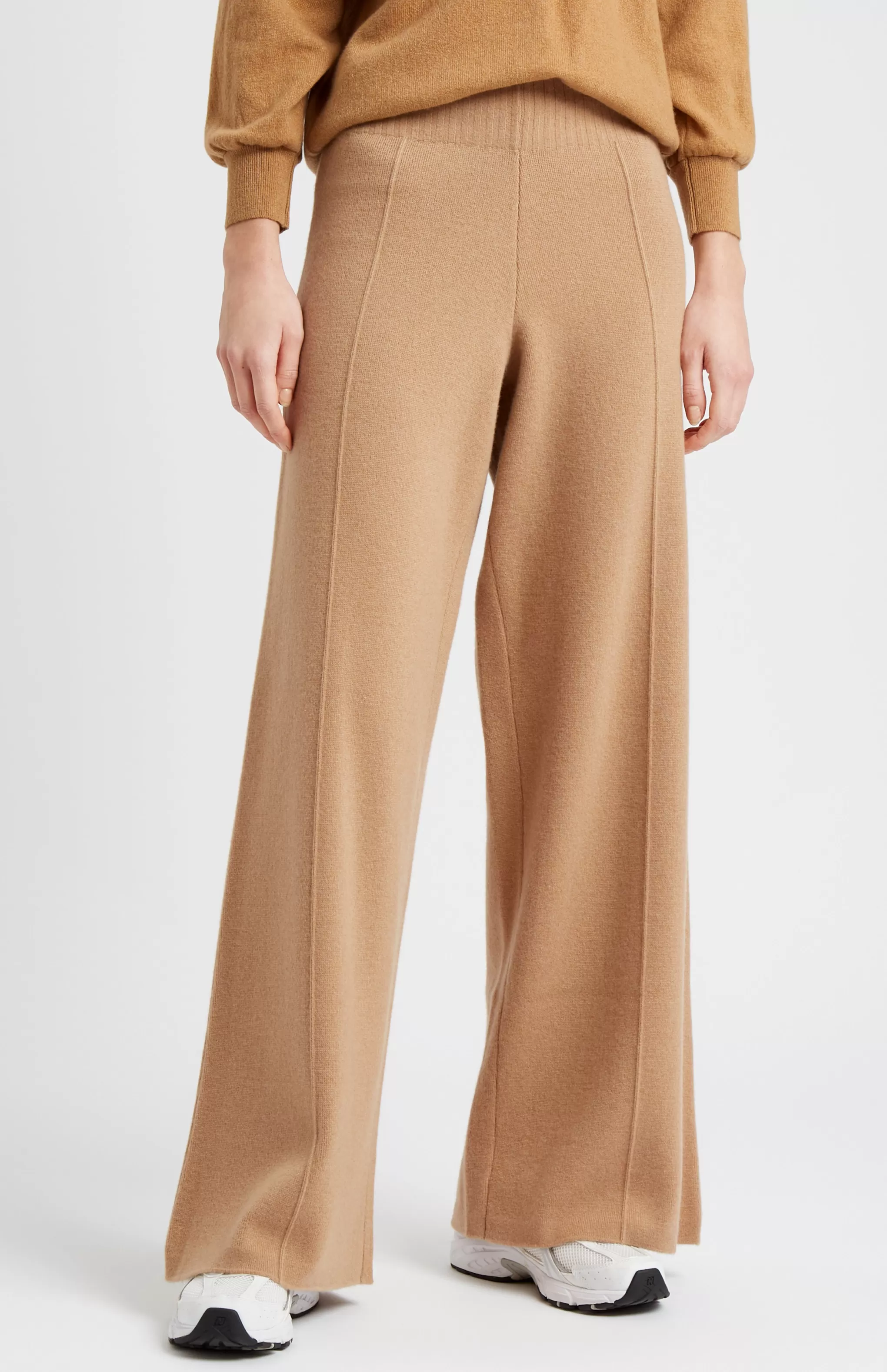 Flash Sale Knitted Wide Leg Cashmere Blend Trousers In Sand Men/Women Loungewear
