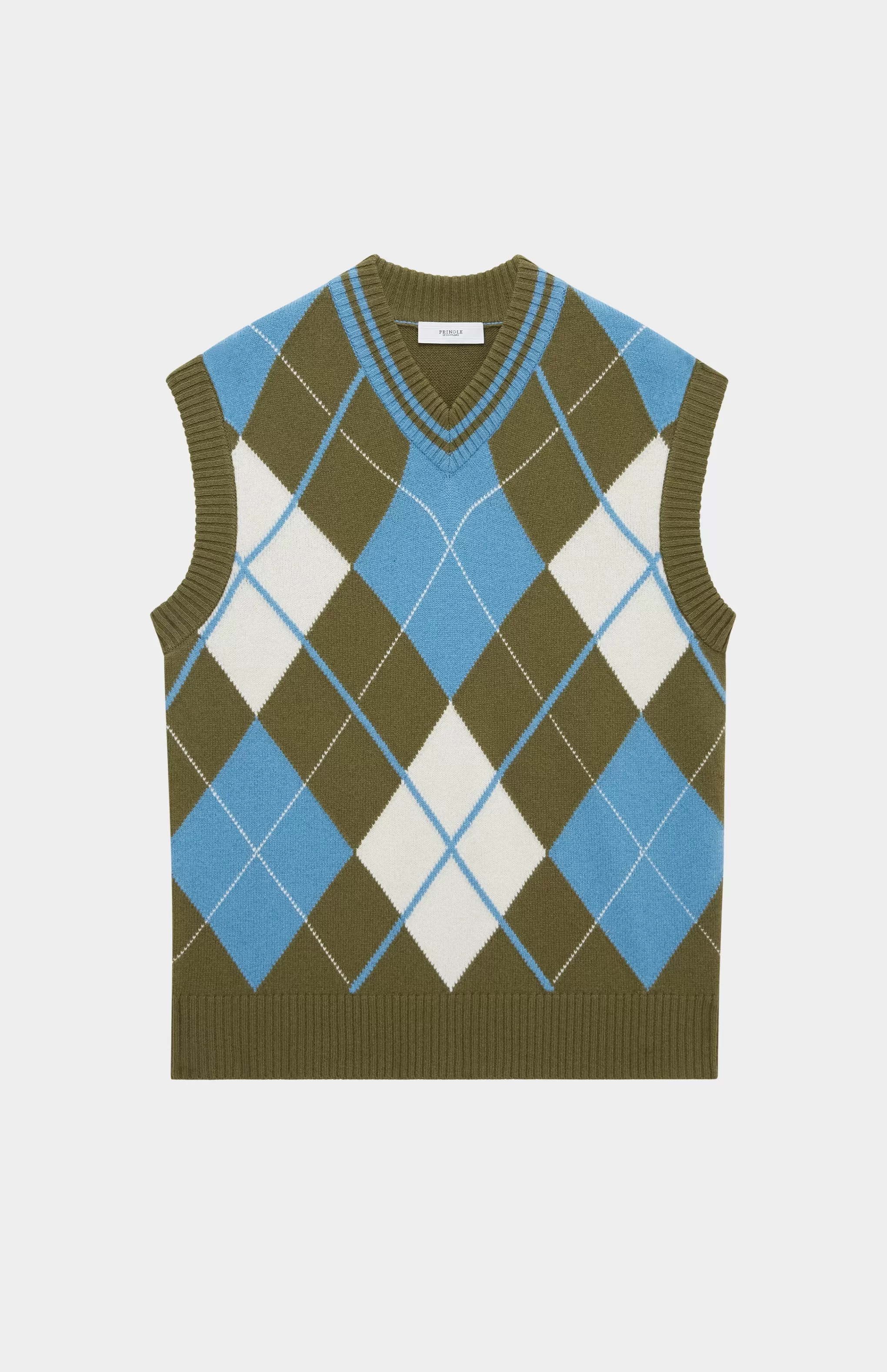Store Lambswool Argyle V Neck Vest In Norse Blue / Mineral Green Men Gifts for Men