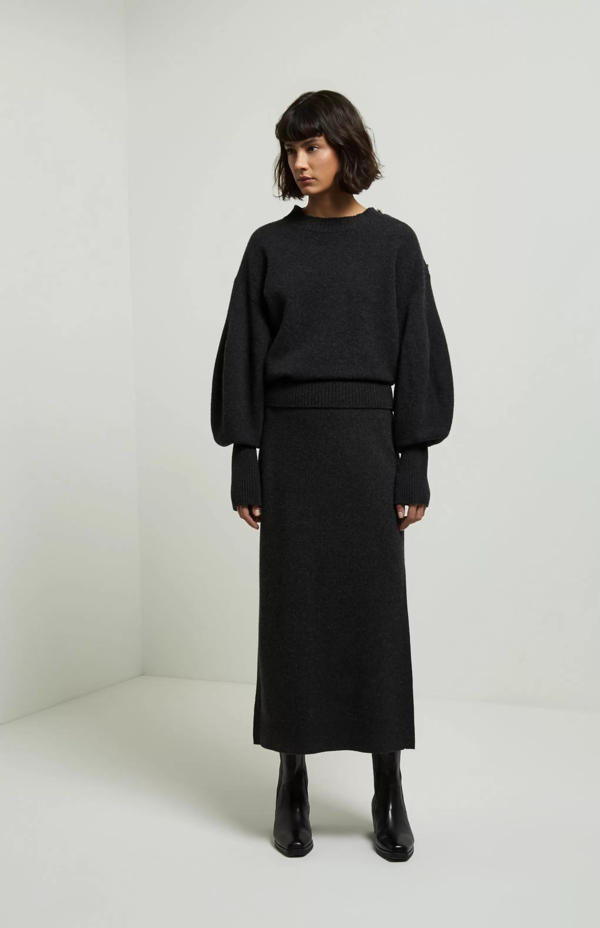 Hot Long Relaxed Fit Skirt In Charcoal Men/Women Skirts