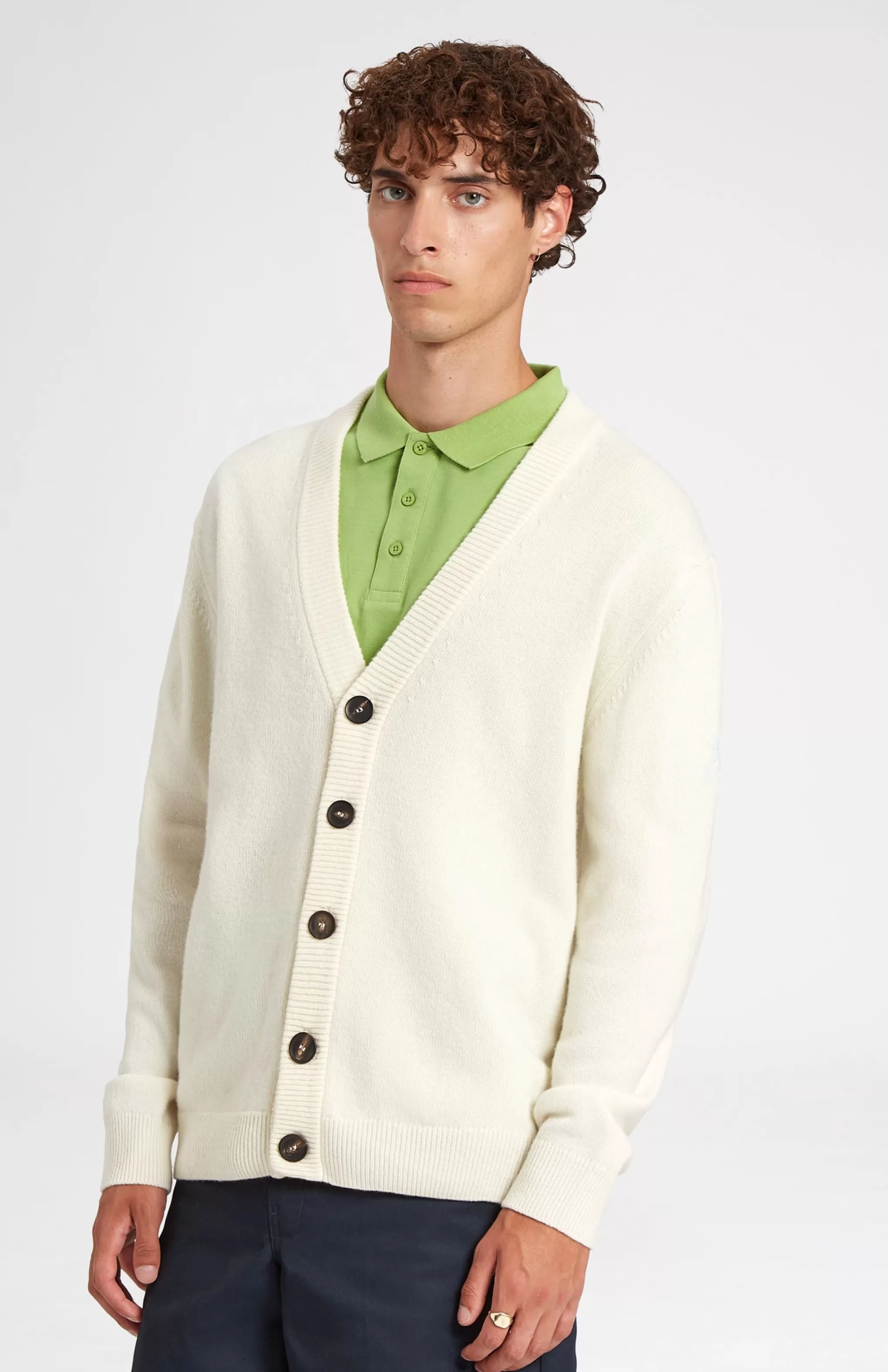 Hot Men's Archive Lambswool Blend Cardigan In Ivory Men Medium Weight Knits