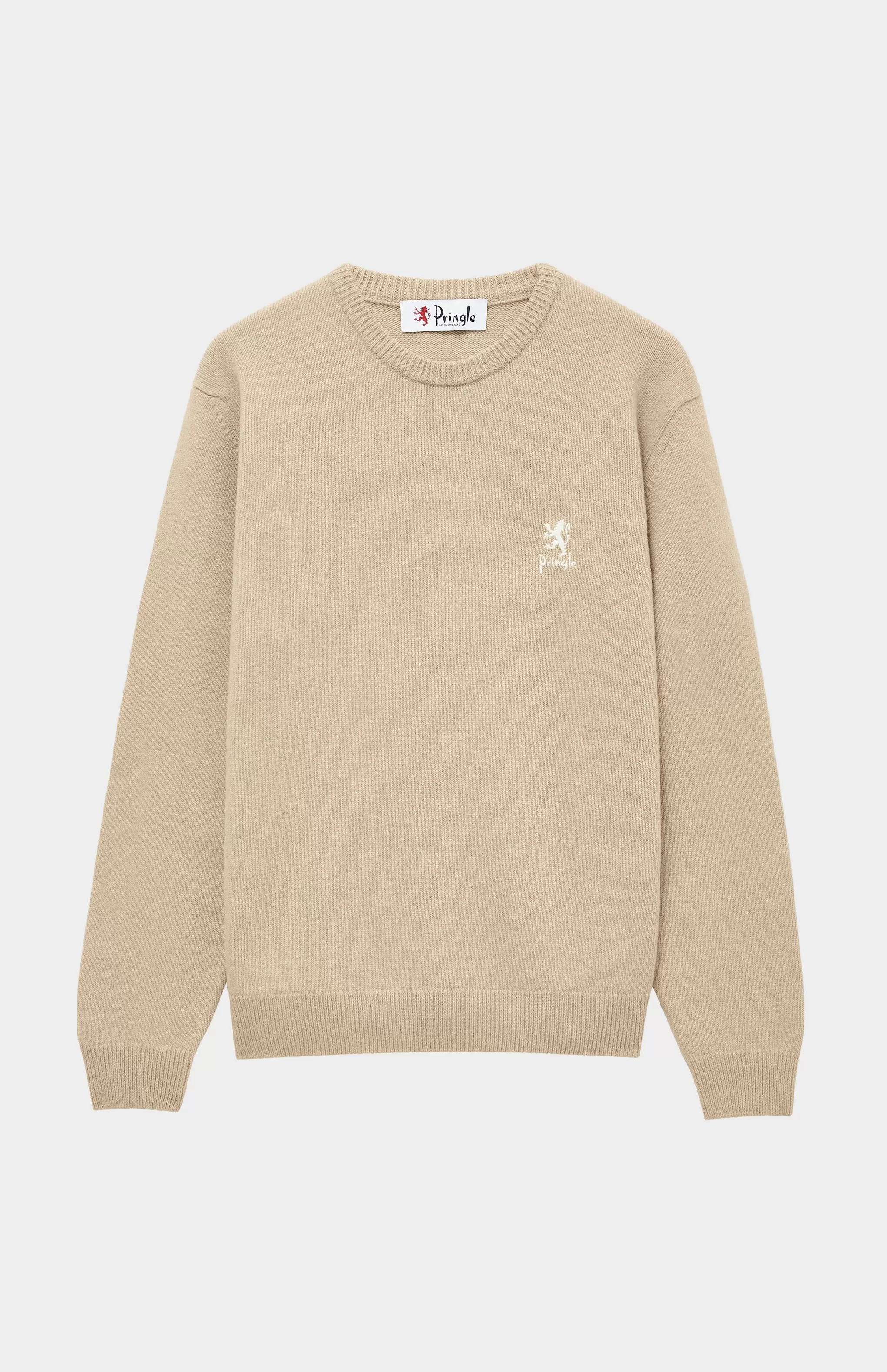 Clearance Men's Archive Round Neck Lambswool Blend Jumper In Camel Men Round Neck Knits