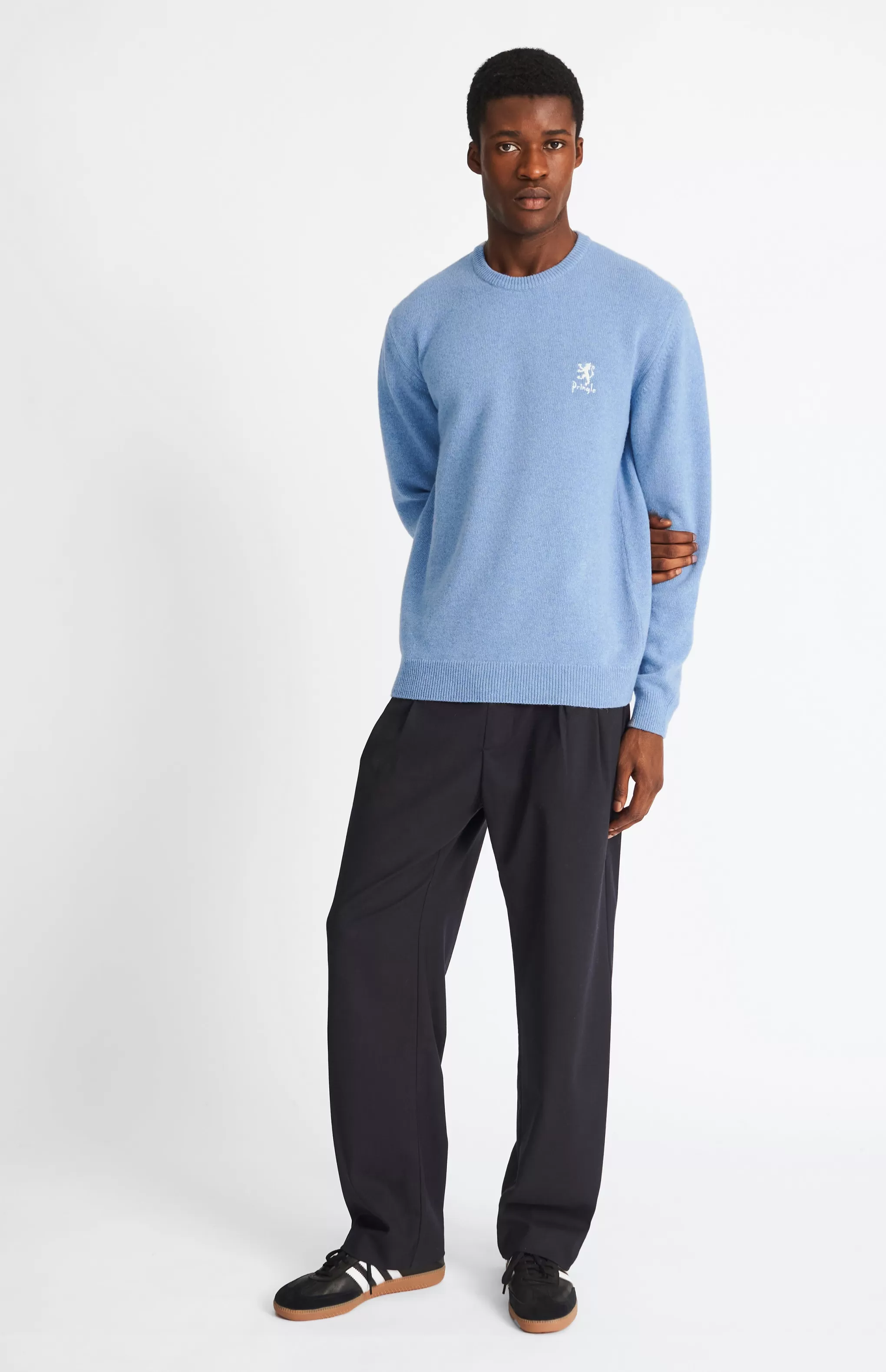 Flash Sale Men's Archive Round Neck Lambswool Blend Jumper In Carolina Blue Men Gifts for Men