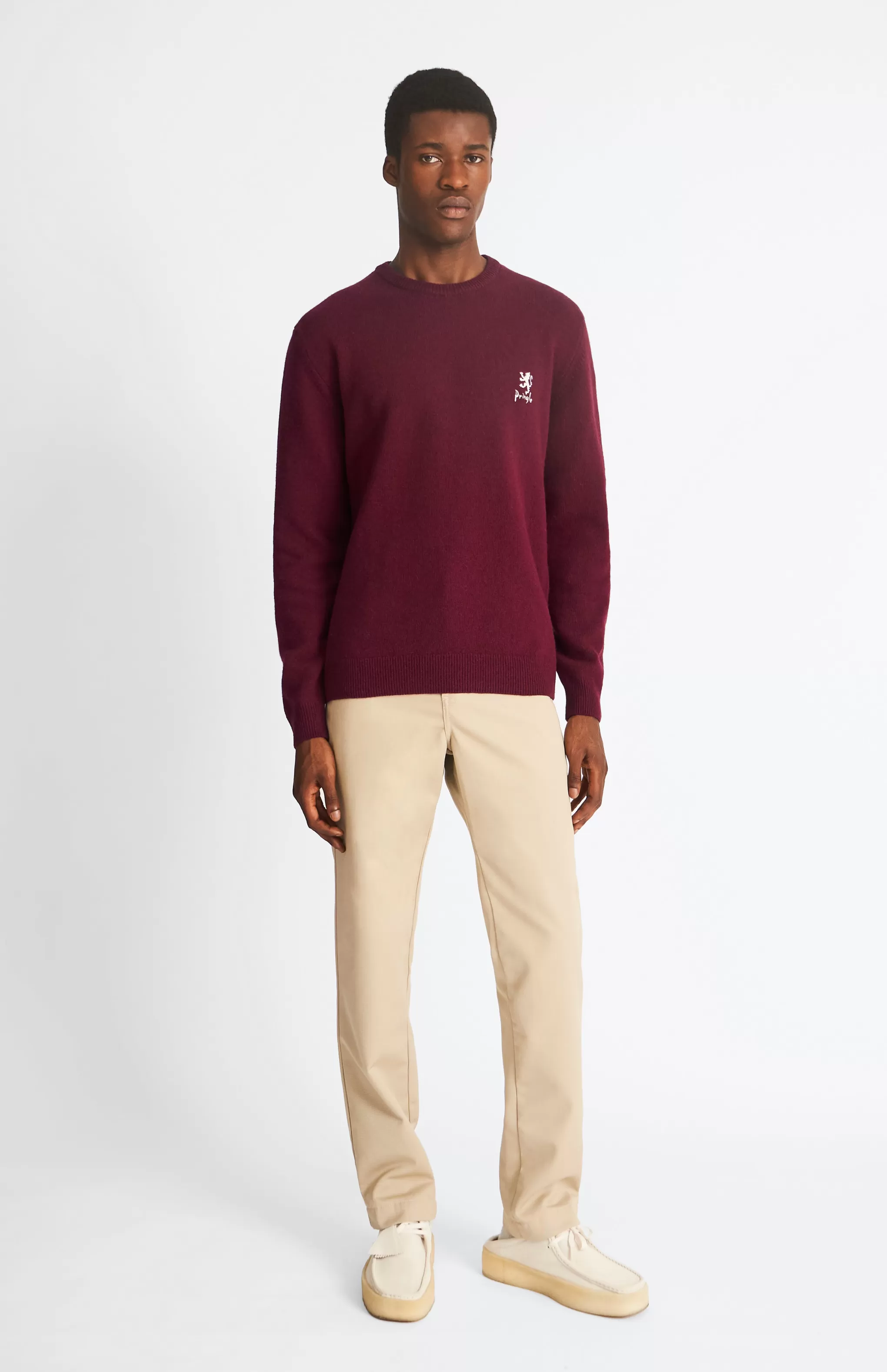 Cheap Men's Archive Round Neck Lambswool Blend Jumper In Claret Men Gifts for Men