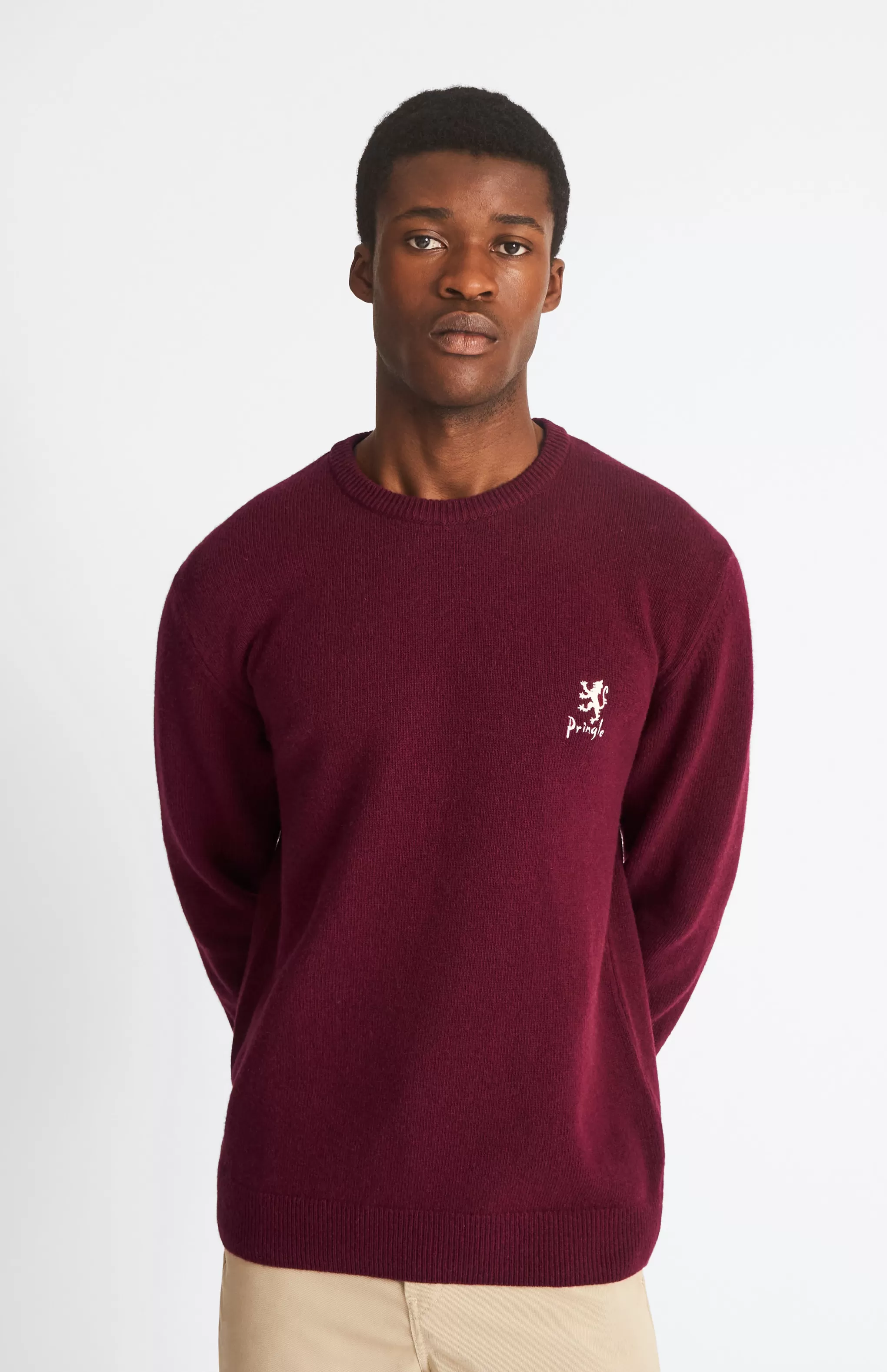 Cheap Men's Archive Round Neck Lambswool Blend Jumper In Claret Men Gifts for Men