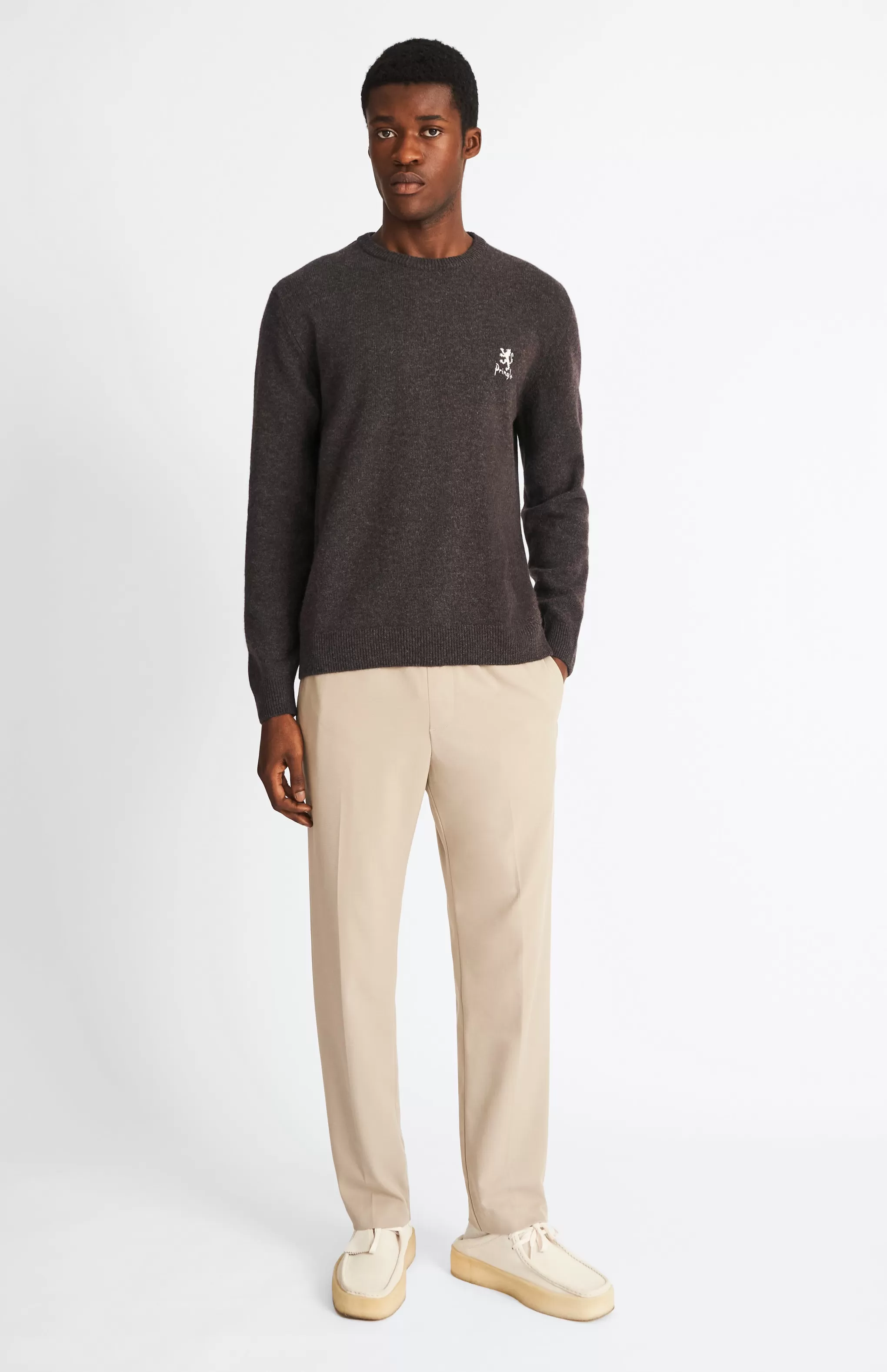 Cheap Men's Archive Round Neck Lambswool Blend Jumper In Dark Brown Men Medium Weight Knits