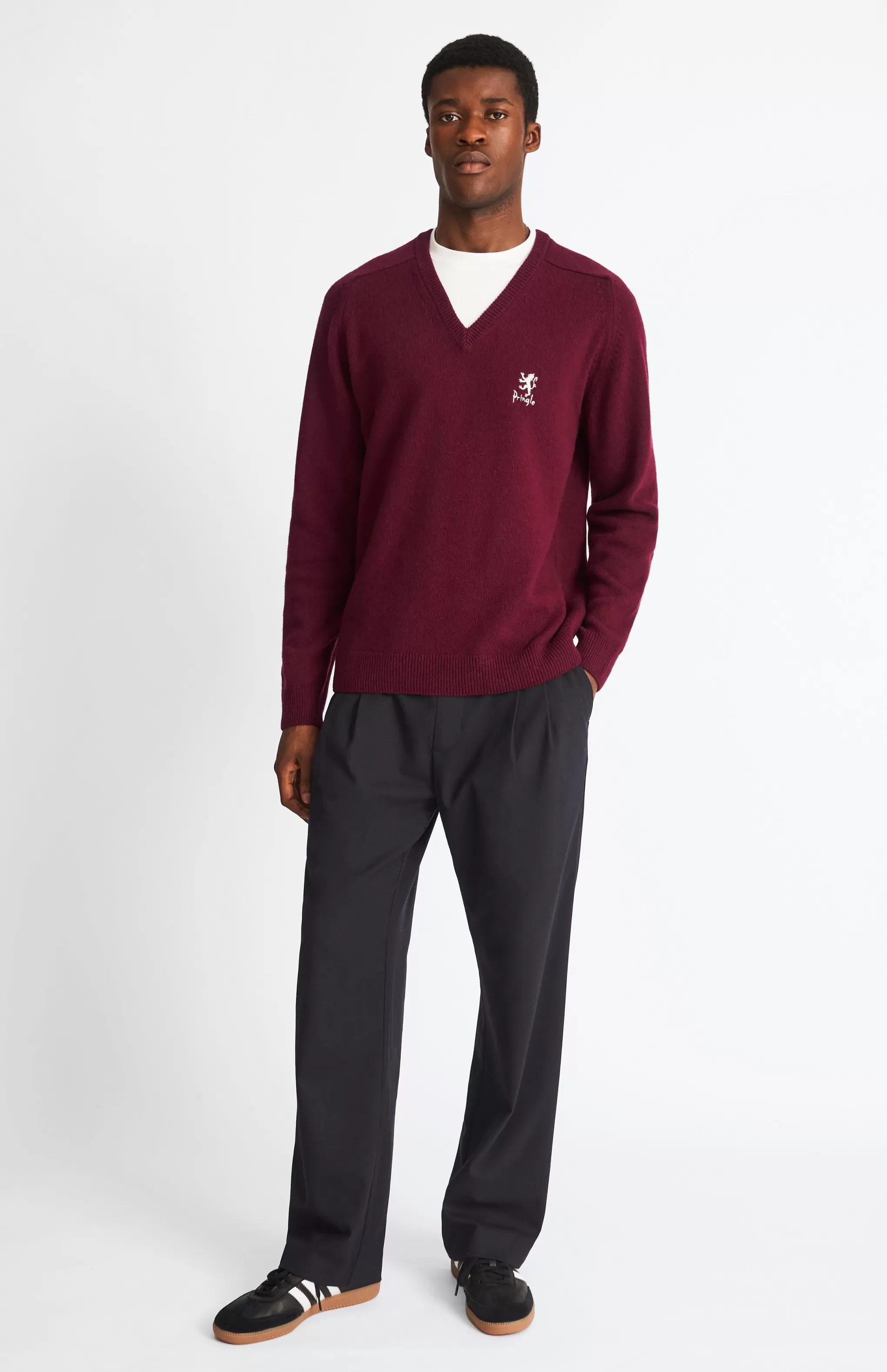Outlet Men's Archive V Neck Lambswool Blend Jumper In Claret Men Gifts for Men