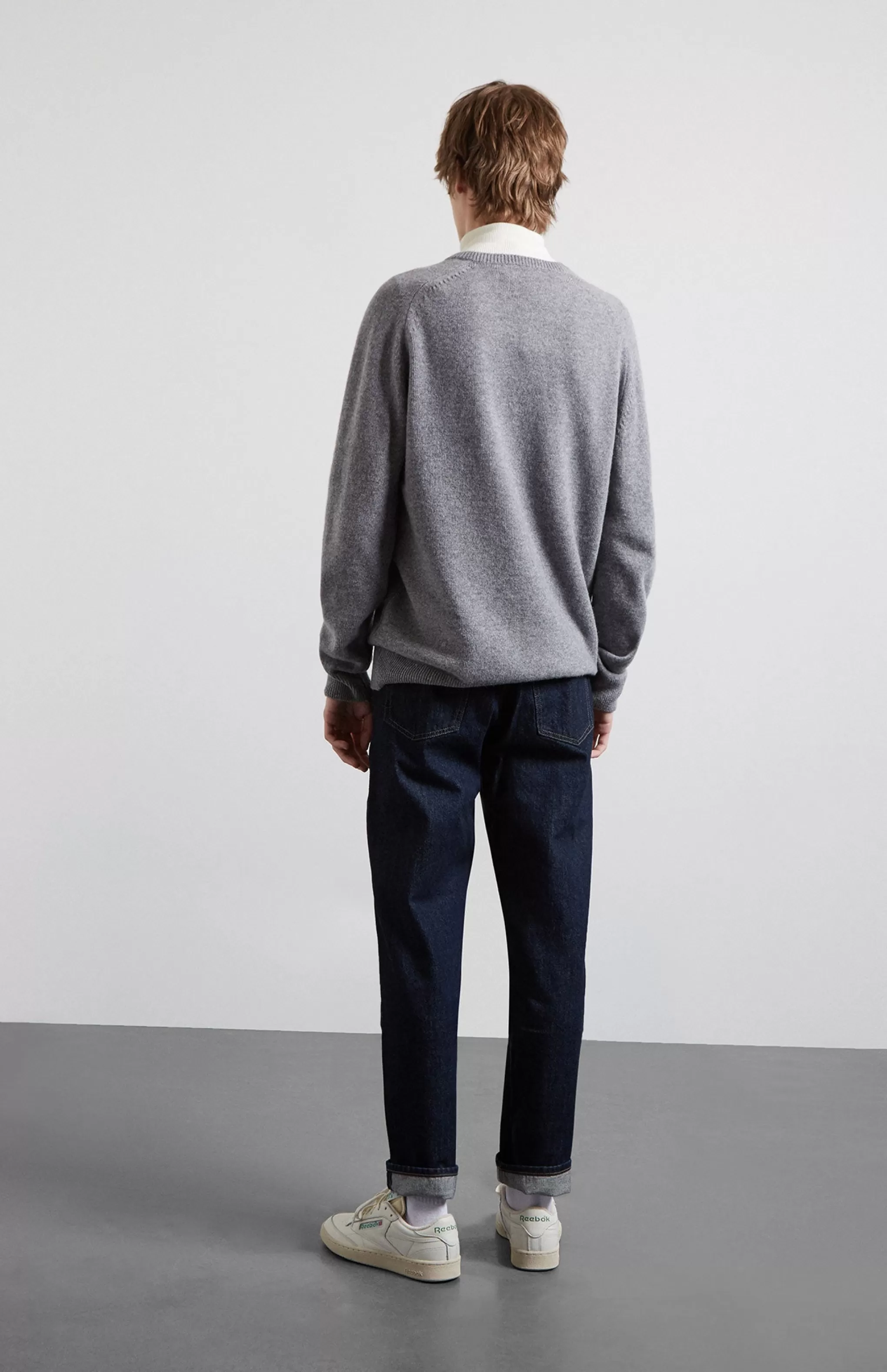 Flash Sale Men's Archive V Neck Lambswool Blend Jumper In Grey Marl Men Lambswool