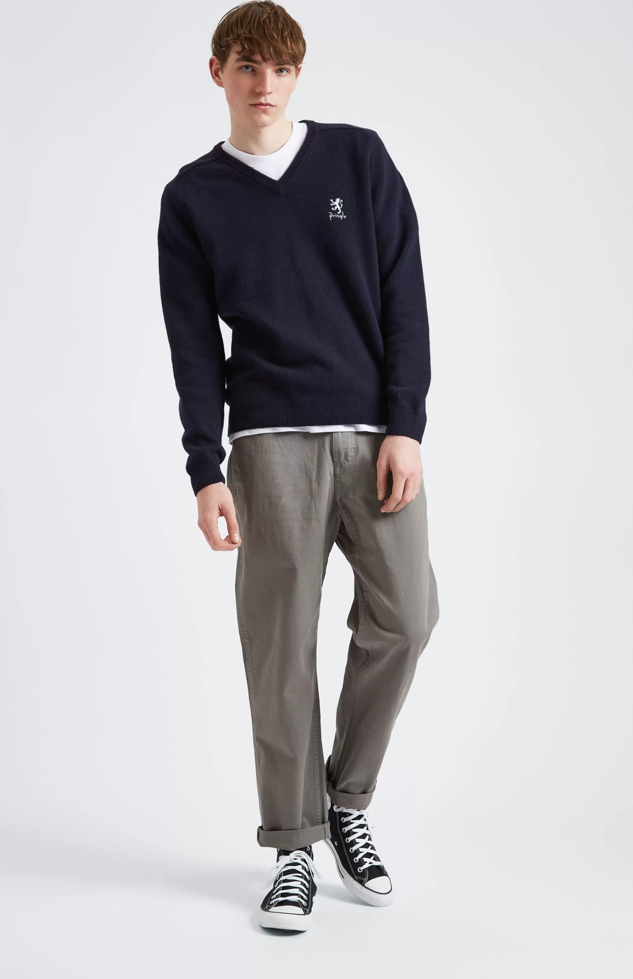 Store Men's Archive V Neck Lambswool Blend Jumper In Navy Men V Neck Knits