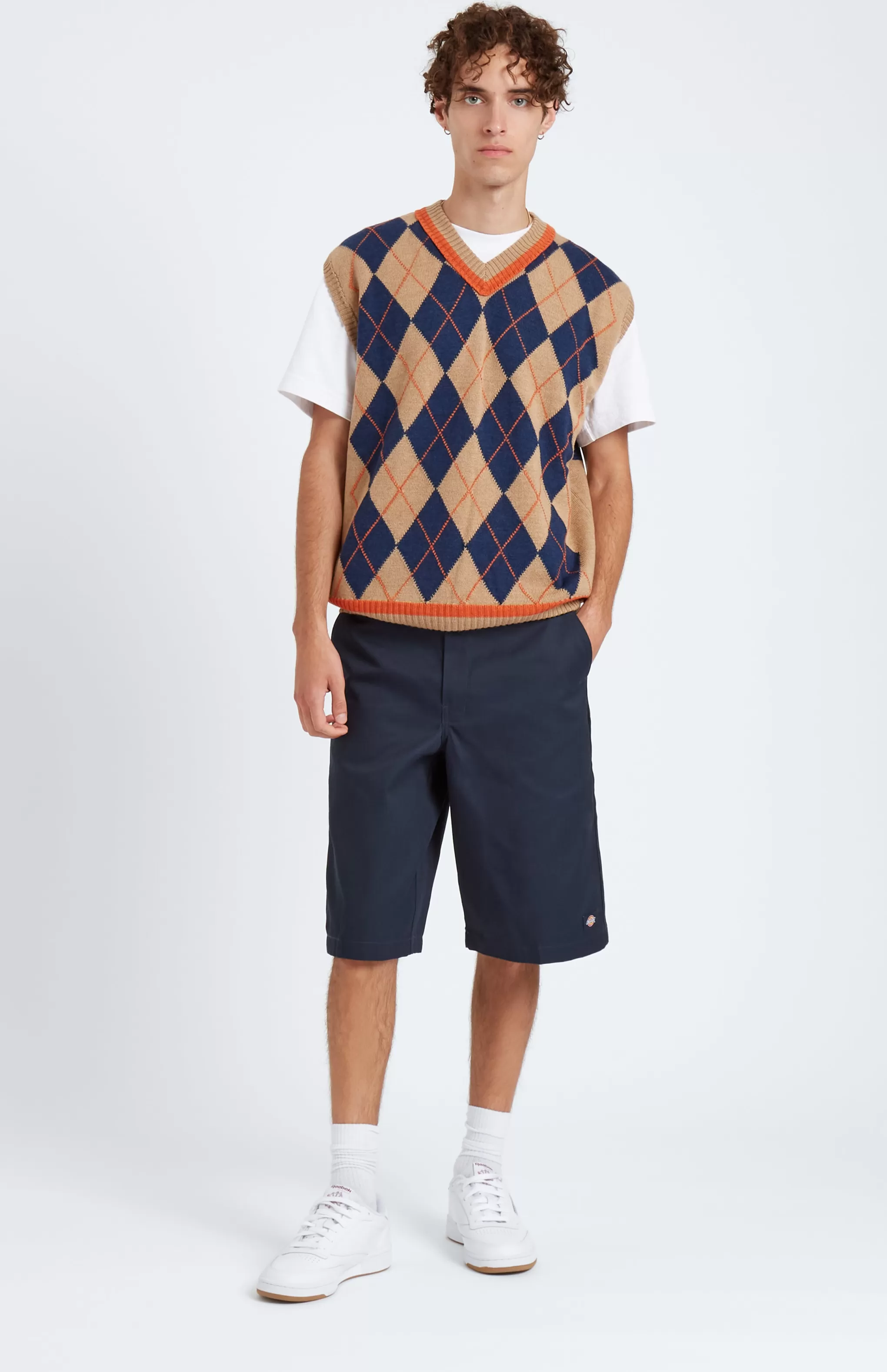 Clearance Men's Argyle Merino Vest In Sand And Ink Men Merino