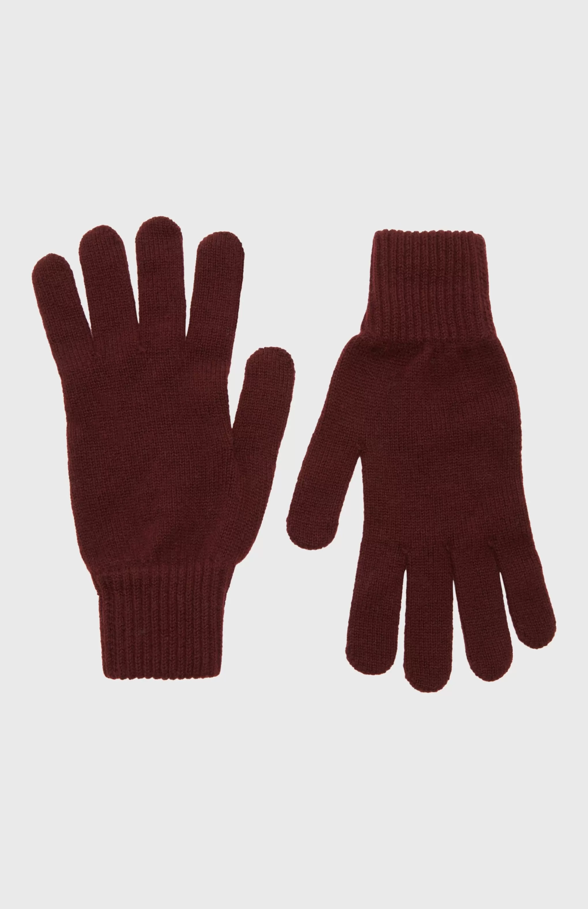 Clearance Men's Cashmere Contrast Cuff Gloves In Dark Claret Men Made in Scotland