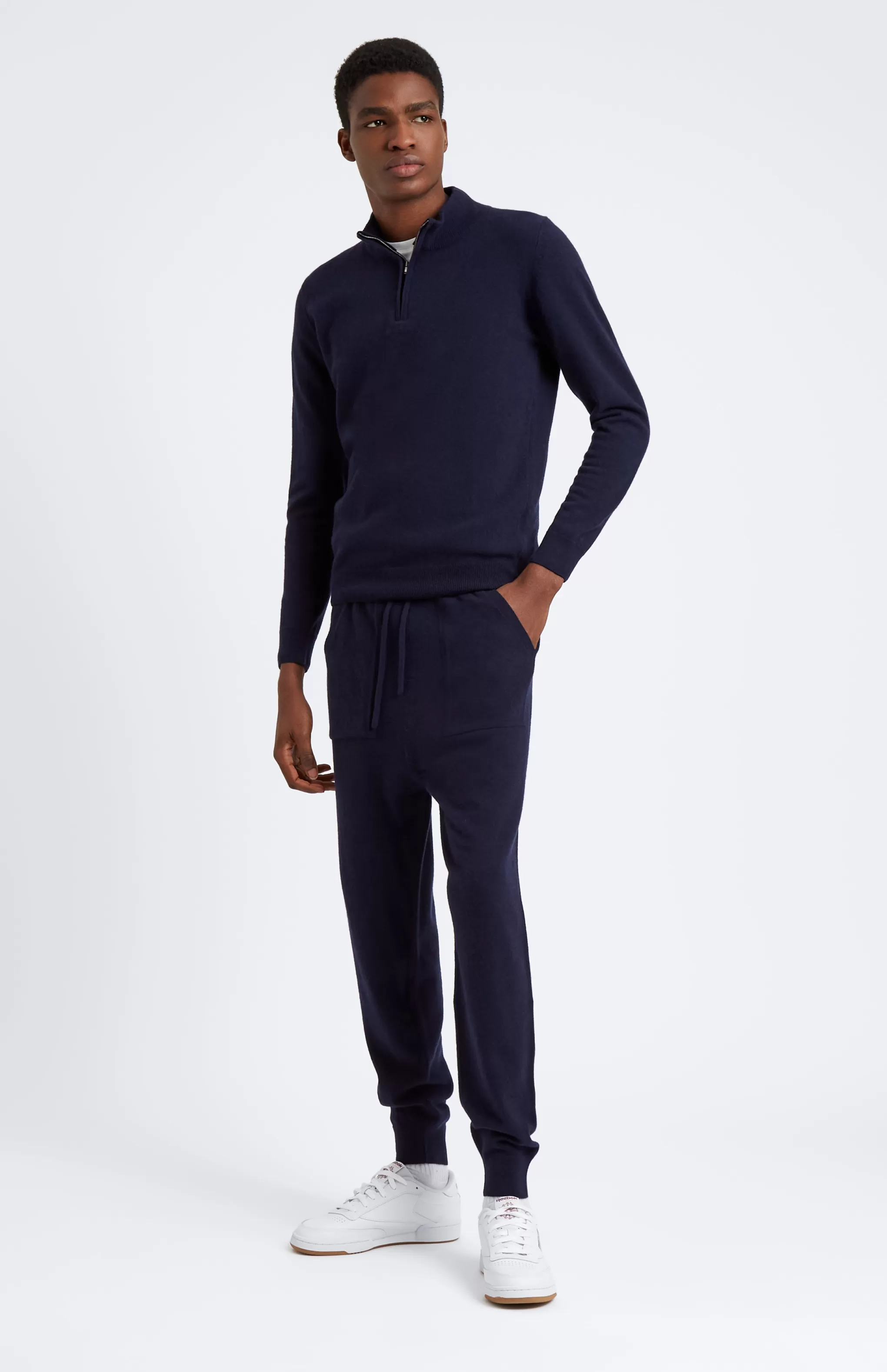 Store Men's Half Zip Merino Cashmere Blend Jumper In Navy Men Gifts for Men