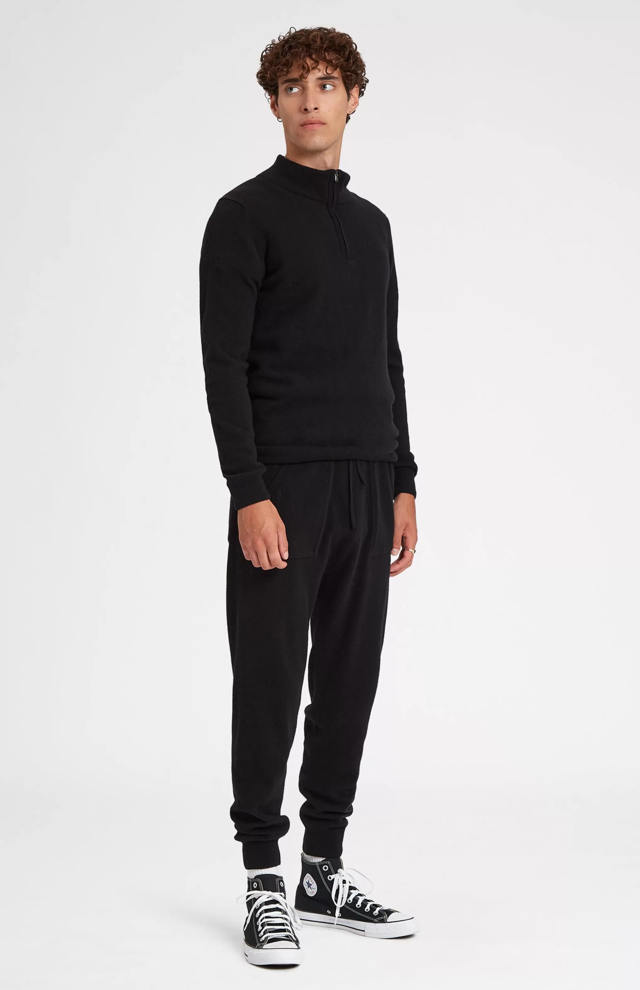 Cheap Men's Knitted Merino Cashmere Joggers In Black Men Gifts for Men