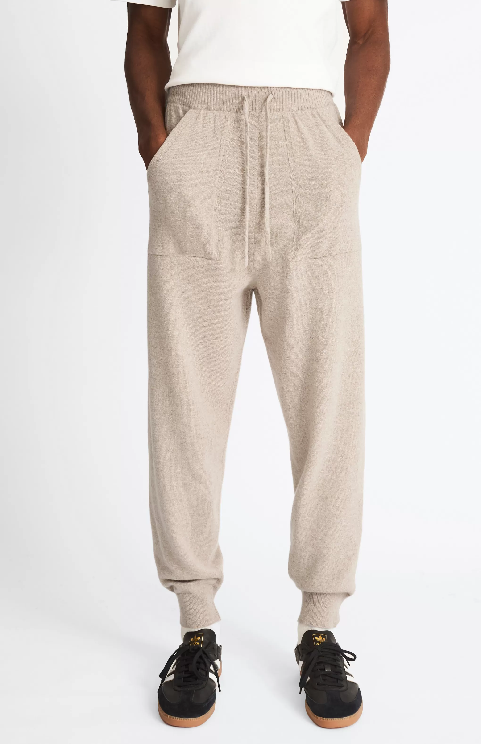 Store Men's Knitted Merino Cashmere Joggers In Dark Natural Men Gifts for Men