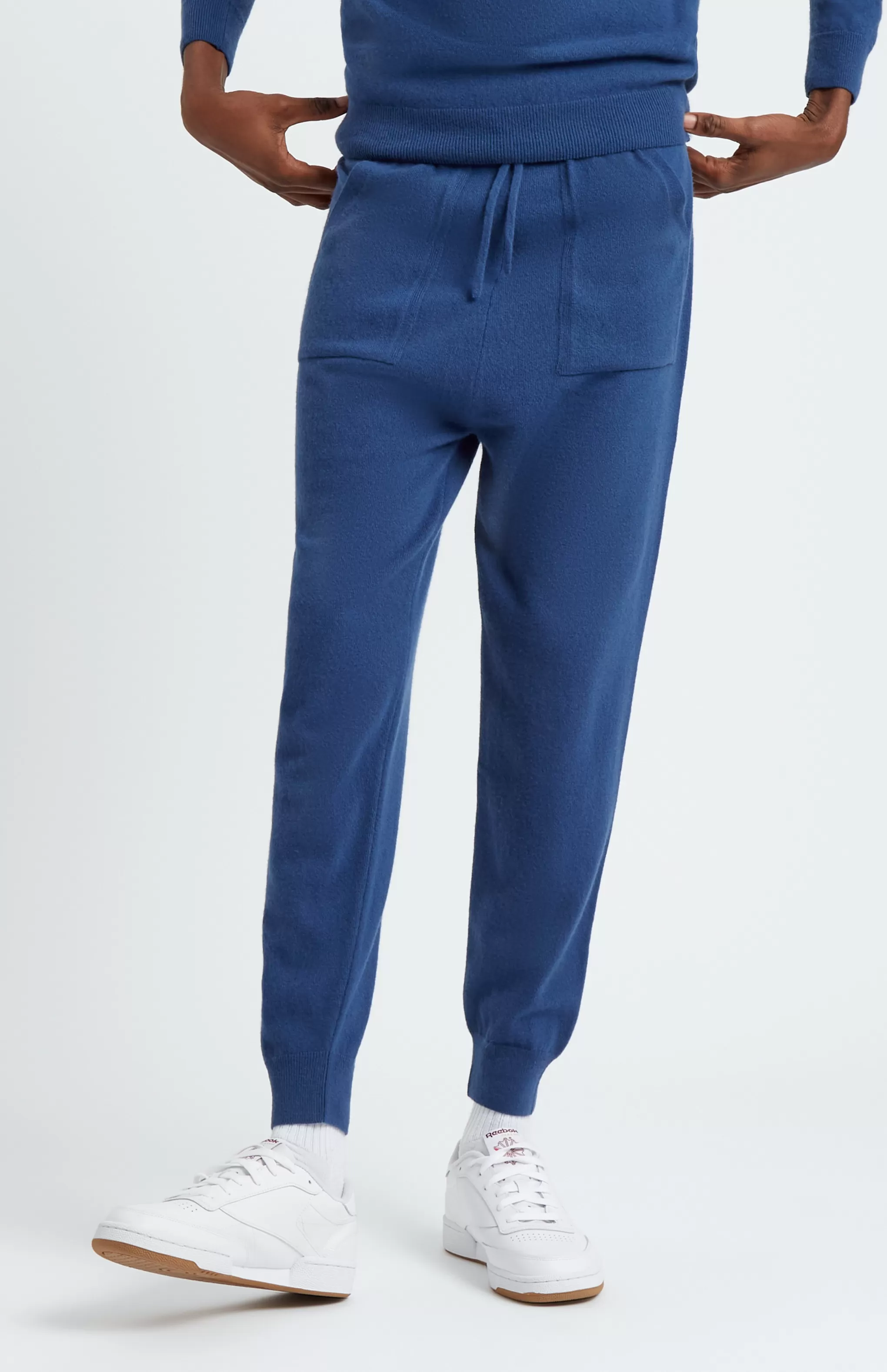 Sale Men's Knitted Merino Cashmere Joggers In Deep Indigo Men Light Weight Knits