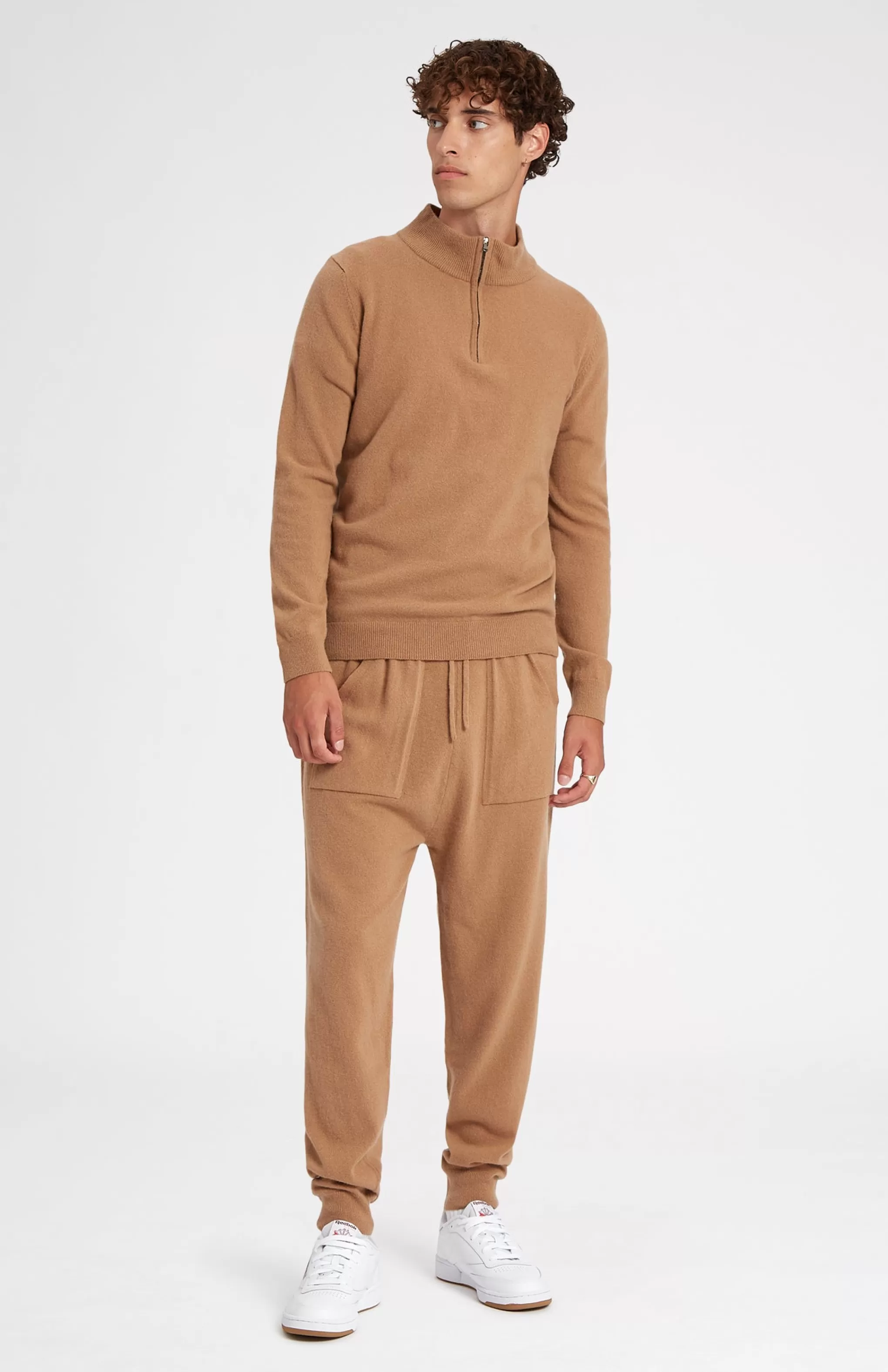 New Men's Knitted Merino Cashmere Joggers In Vicuna Men Merino
