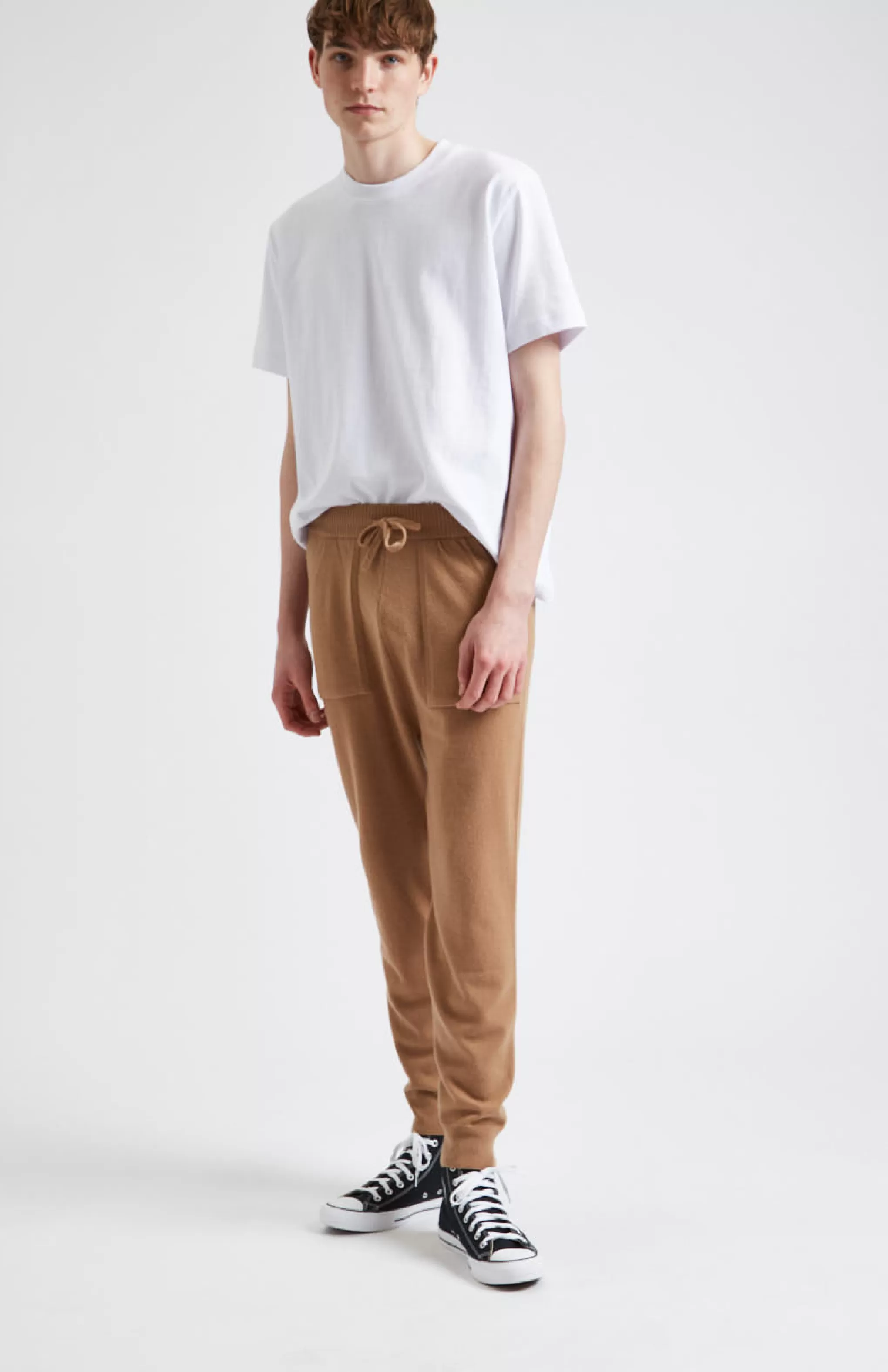 New Men's Knitted Merino Cashmere Joggers In Vicuna Men Merino