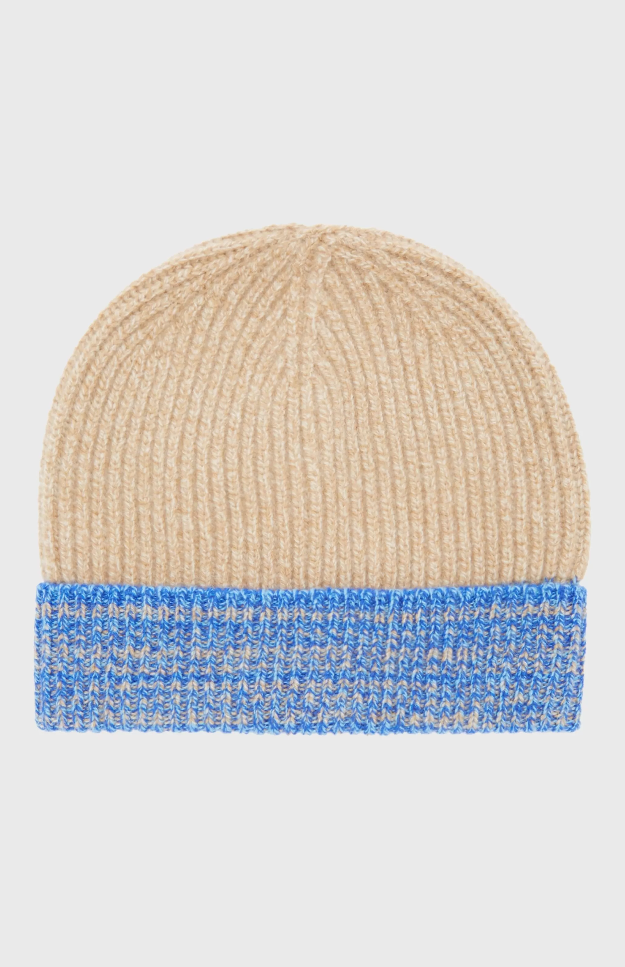 Flash Sale Men's Lambswool Beanie With A Mouline Degrade Effect In Cobalt And Camel Men Lambswool