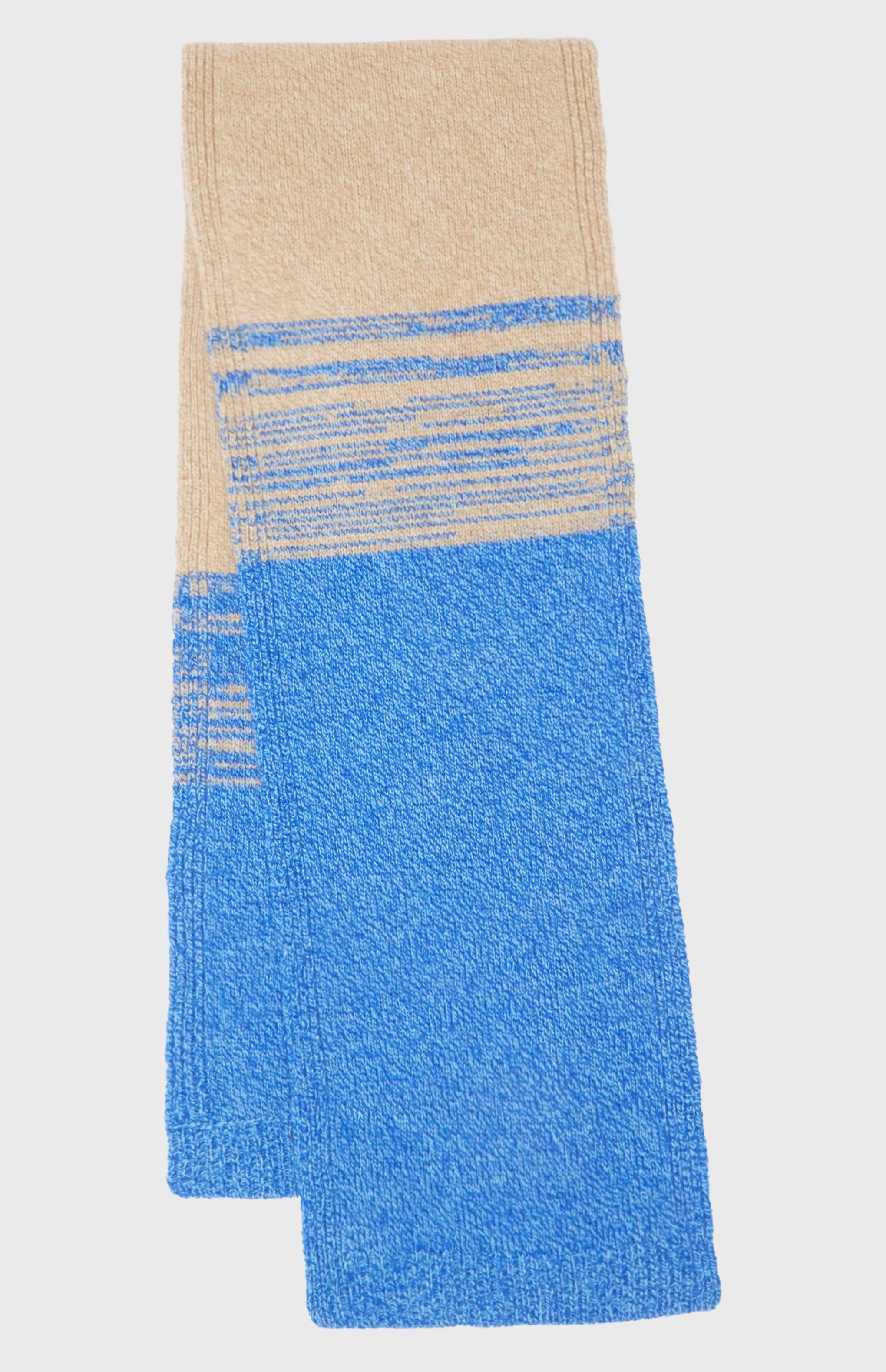 Sale Men's Lambswool Scarf With A Mouline Degrade Effect In Cobalt And Camel Men Lambswool