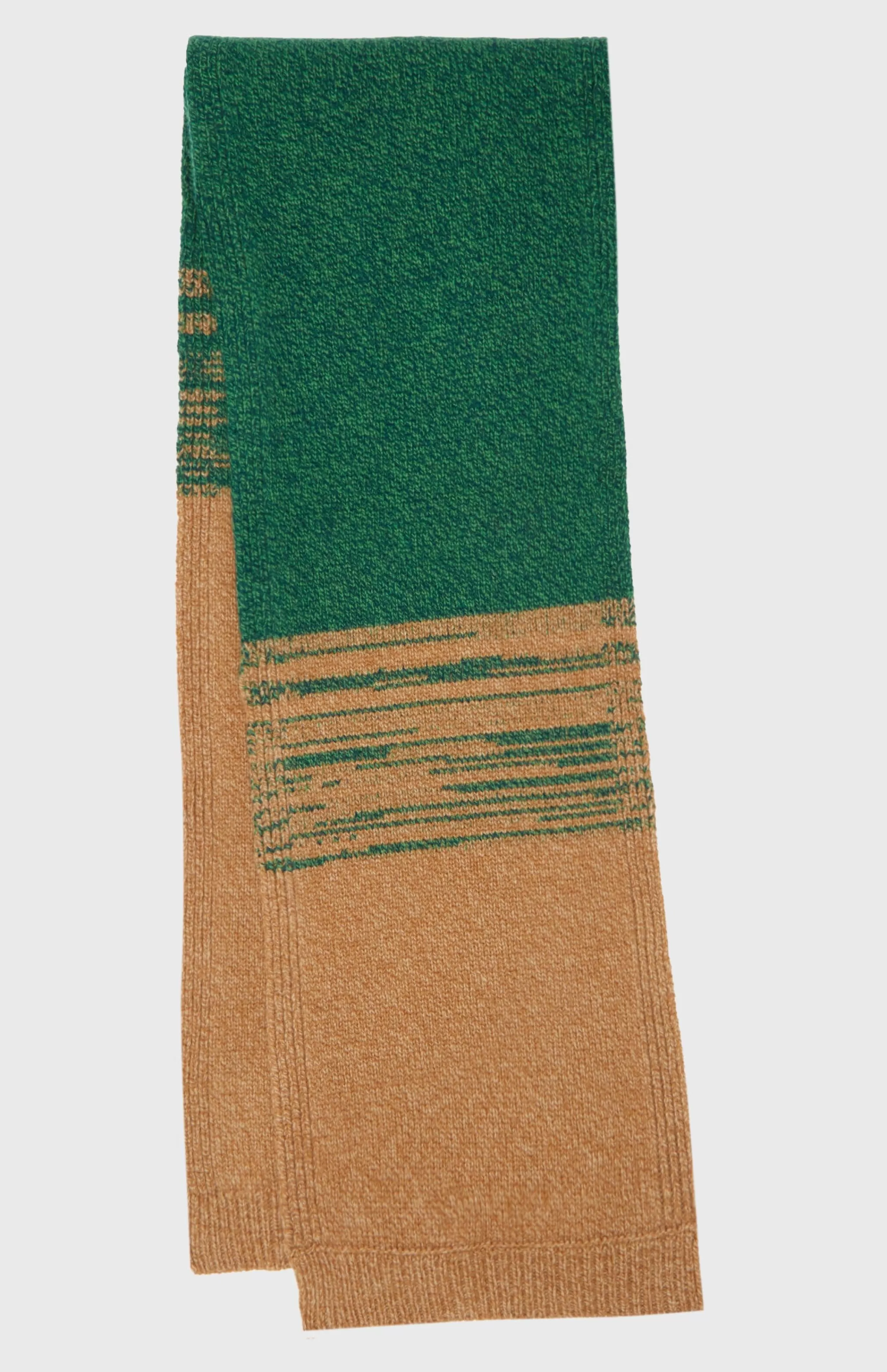 Flash Sale Men's Lambswool Scarf With A Mouline Degrade Effect In Vicuna and Evergreen Men Scarves