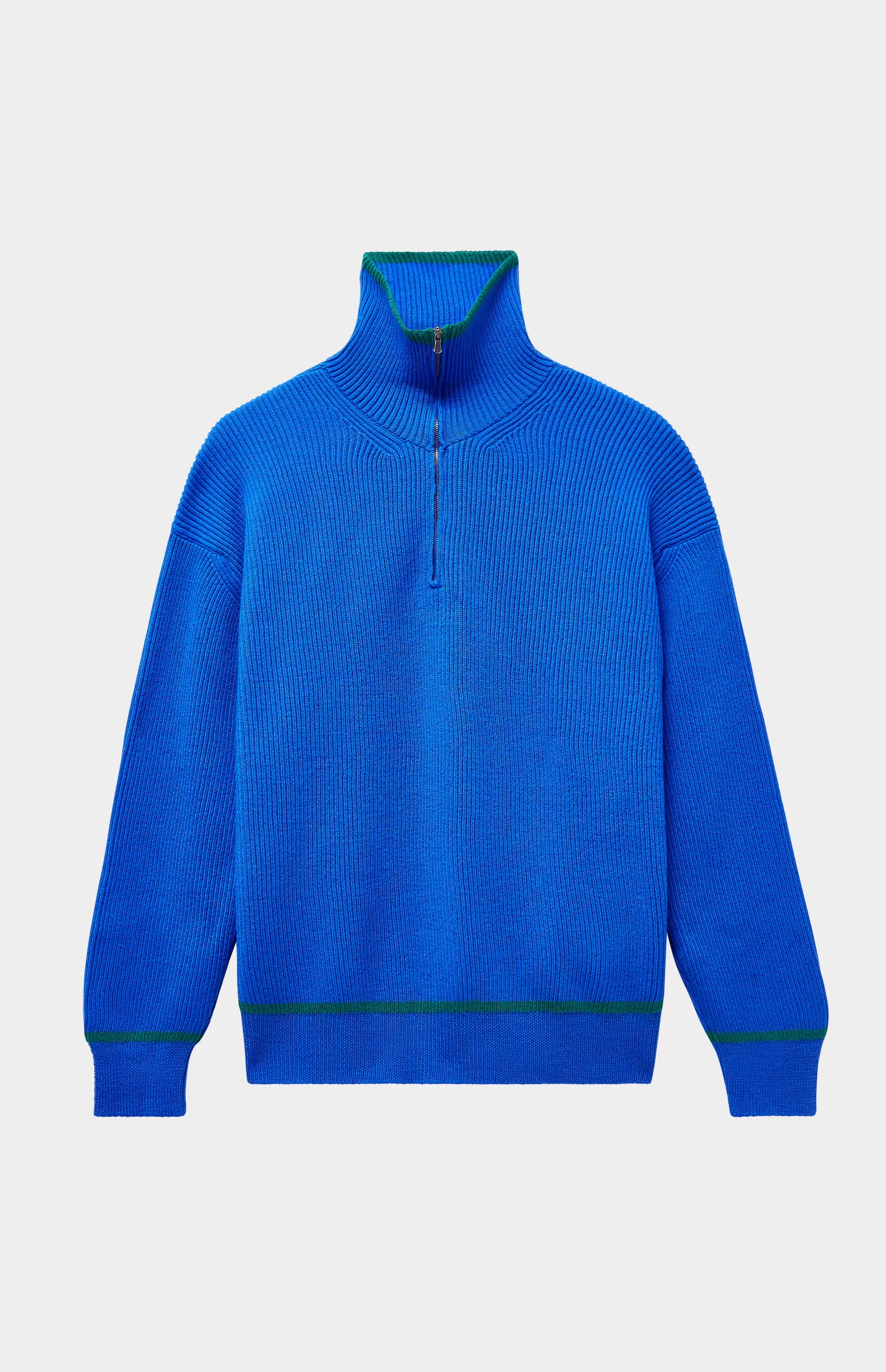 Cheap Men's Merino Half Zip Sweater In Azure Blue Men Jumpers