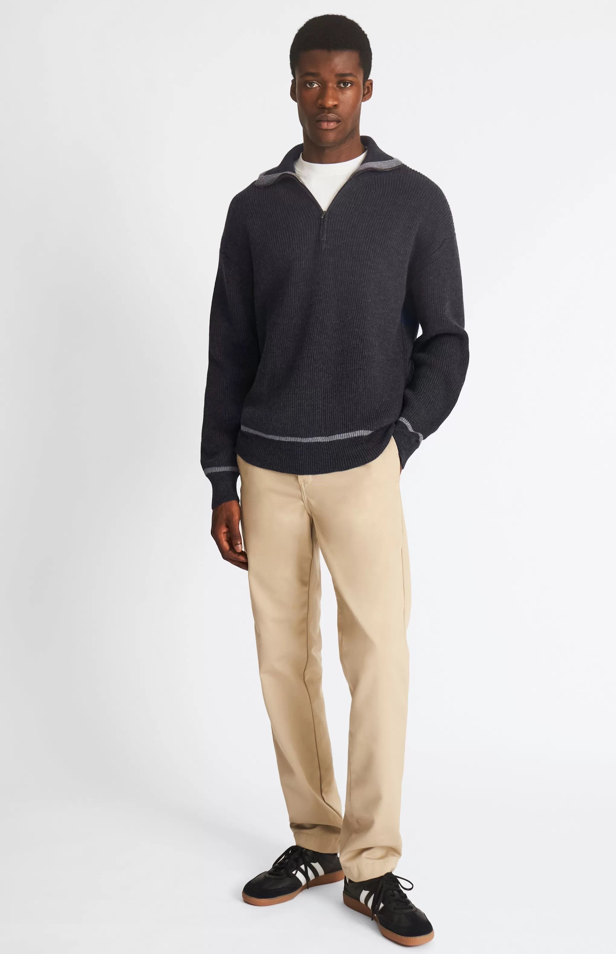 Shop Men's Merino Half Zip Sweater In Charcoal Men Jumpers