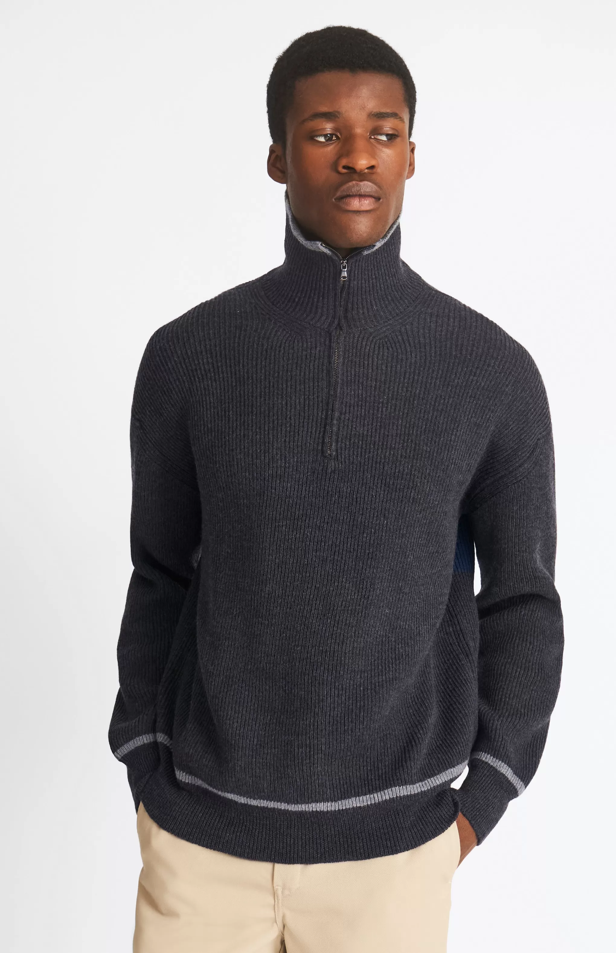 Shop Men's Merino Half Zip Sweater In Charcoal Men Jumpers
