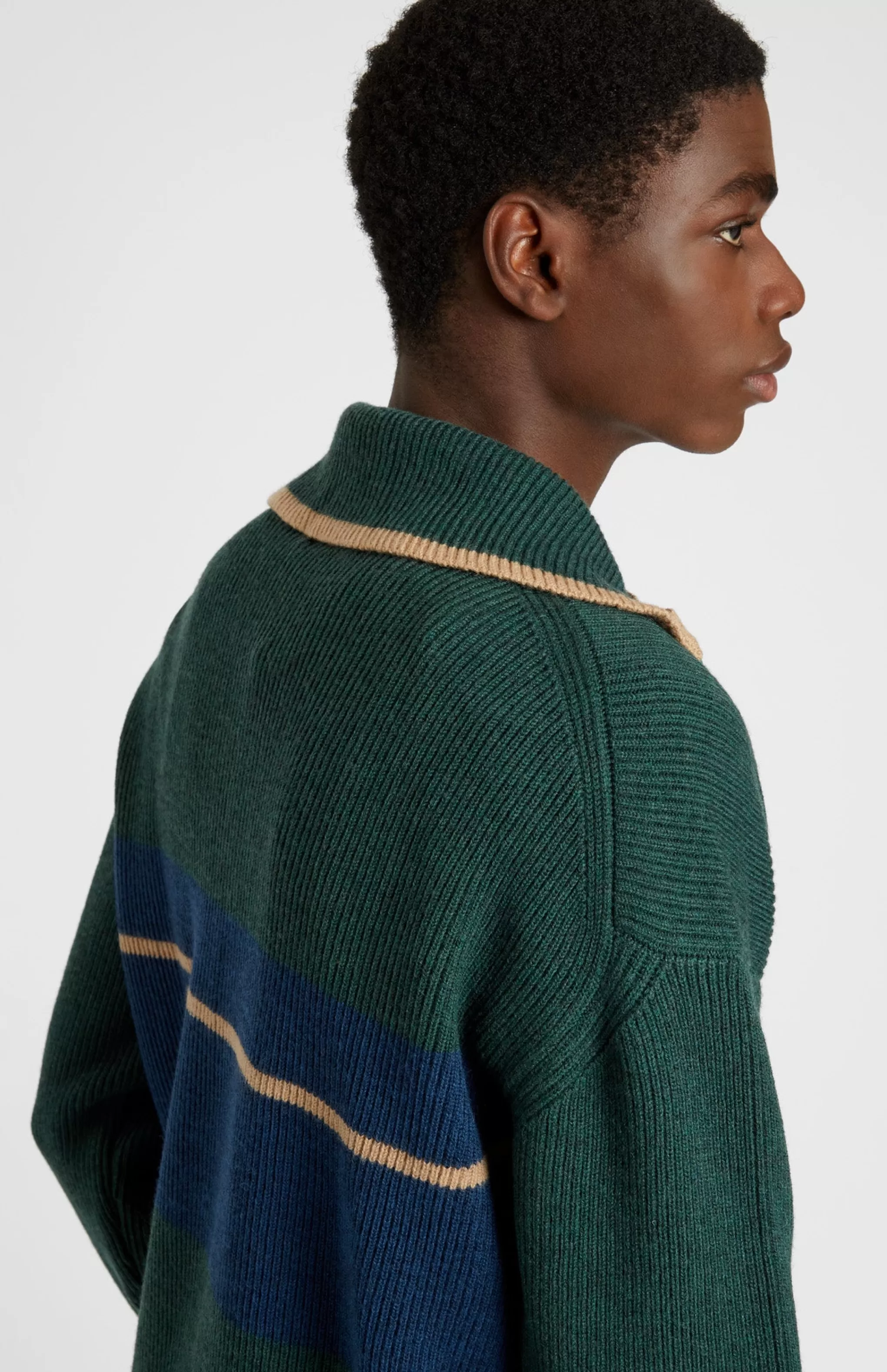 Hot Men's Merino Half Zip Sweater In Dark Bottle Green Men Made in Scotland